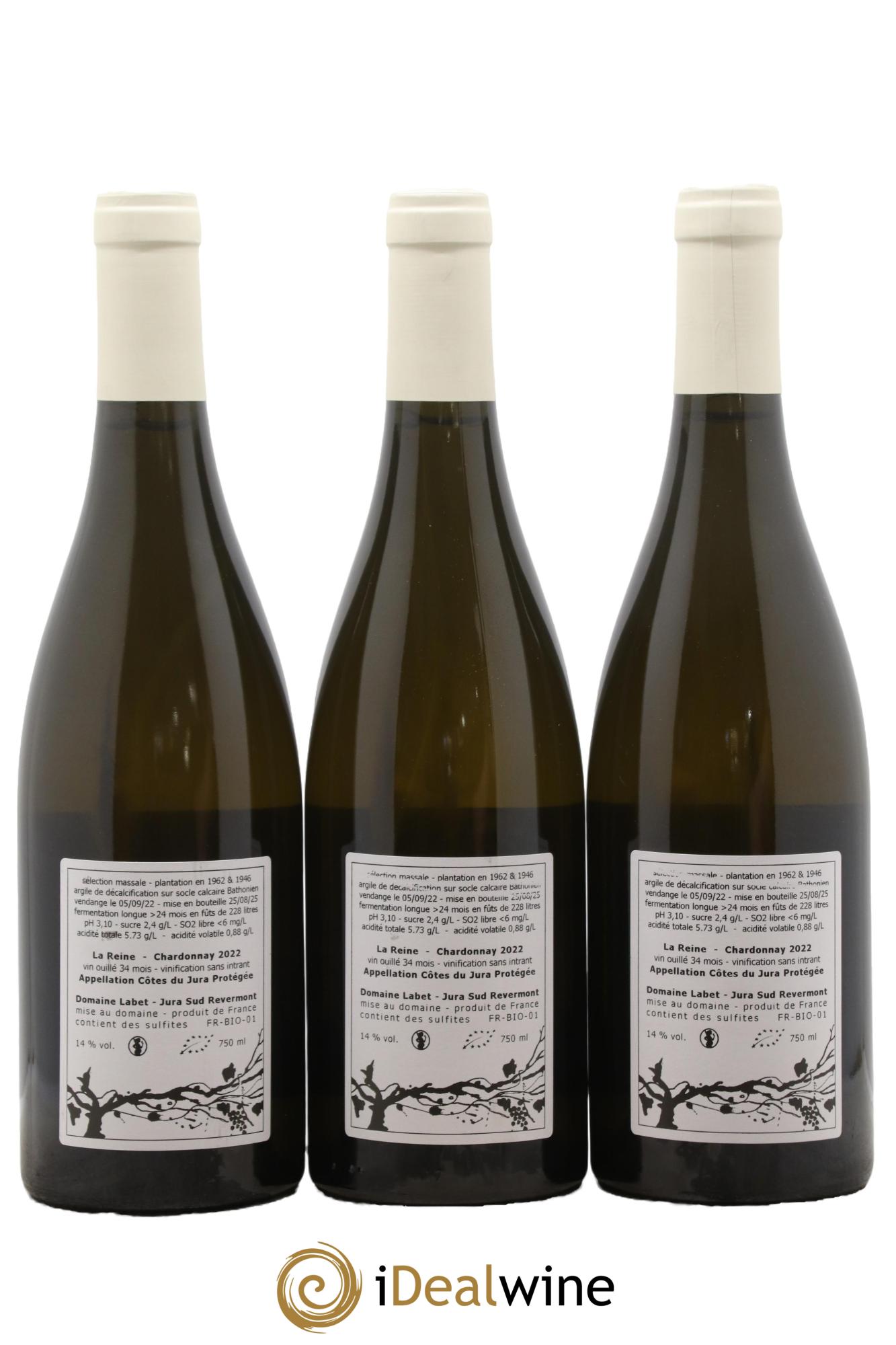 Côtes du Jura Chardonnay La Reine Romain - Julien - Charline Labet 2022 - Posten von 3 Flaschen - 1