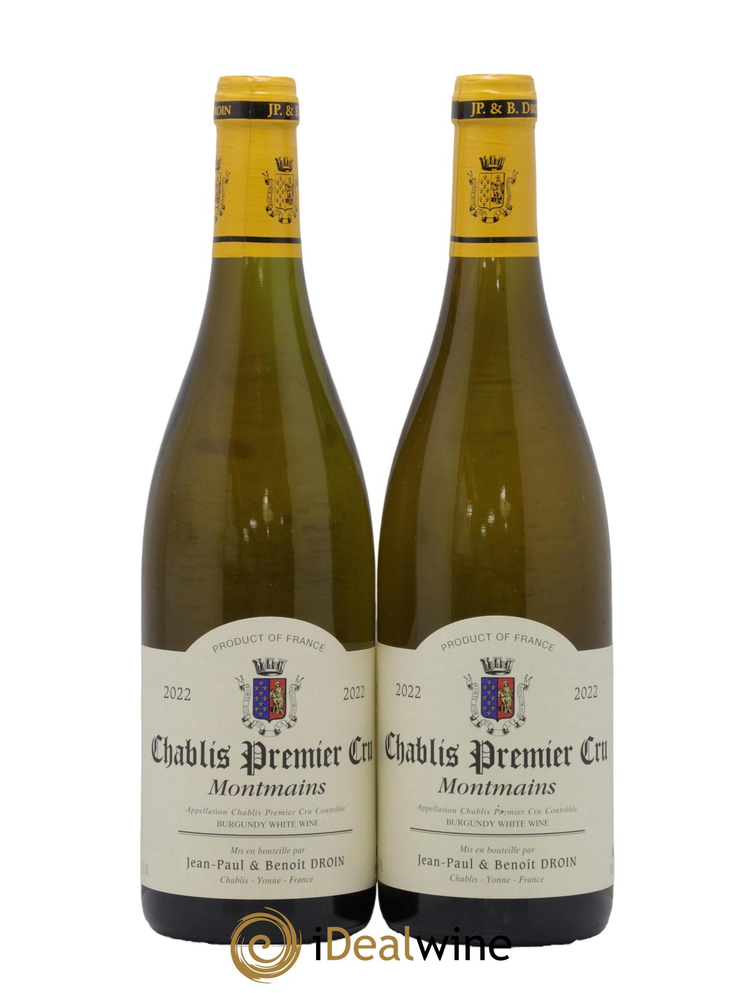 Chablis 1er Cru Montmains Jean-Paul & Benoît Droin (Domaine) 2022 - Lot de 2 bouteilles - 0
