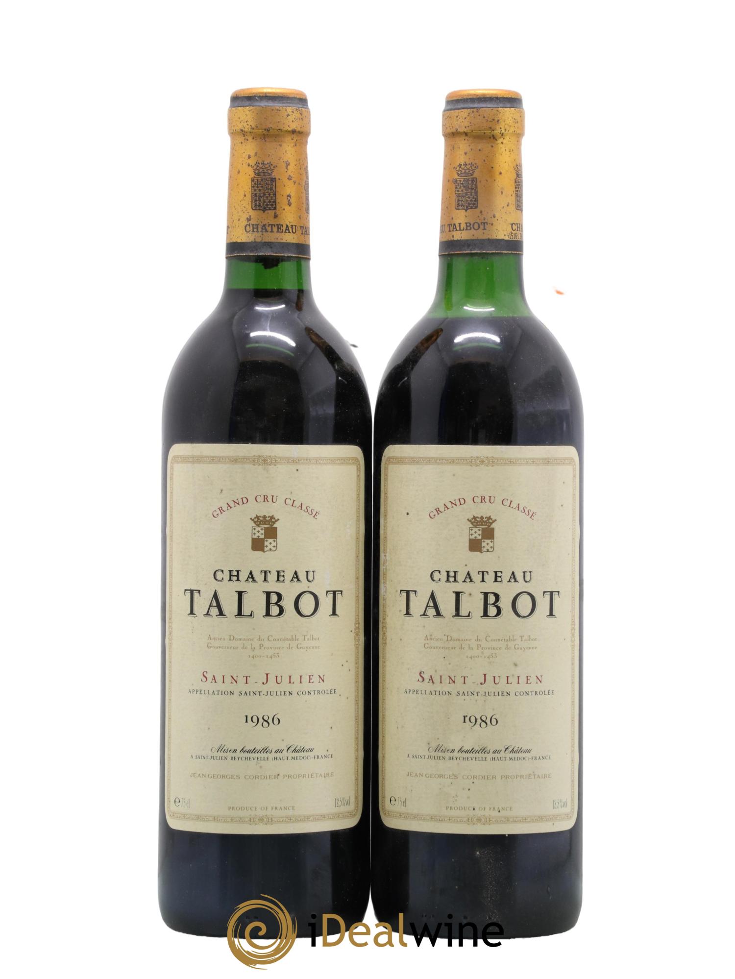 Château Talbot 4ème Grand Cru Classé 1986 - Lot de 2 bouteilles - 0