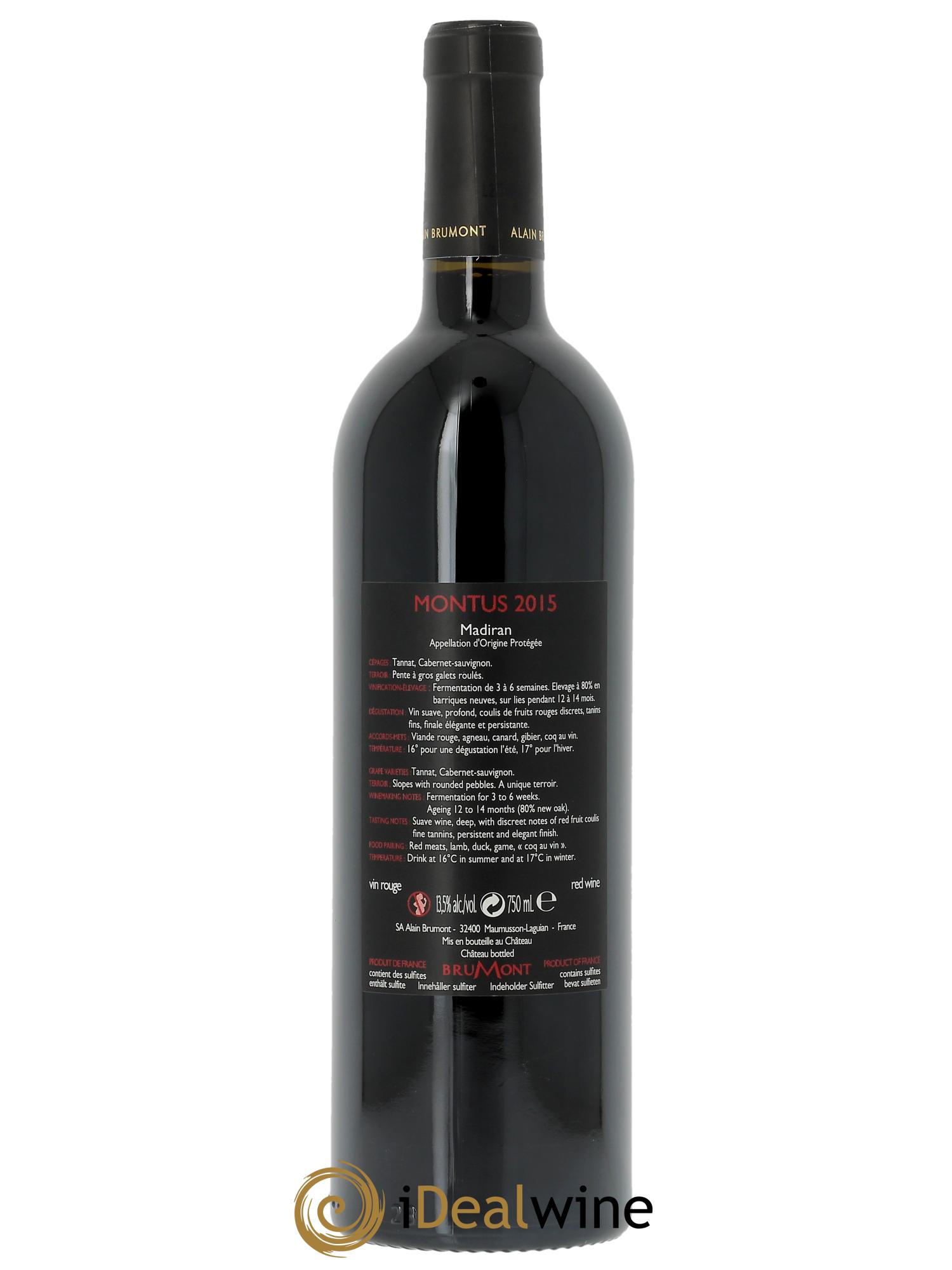 Madiran Château Montus Alain Brumont  2015 - Lot de 1 bouteille - 1
