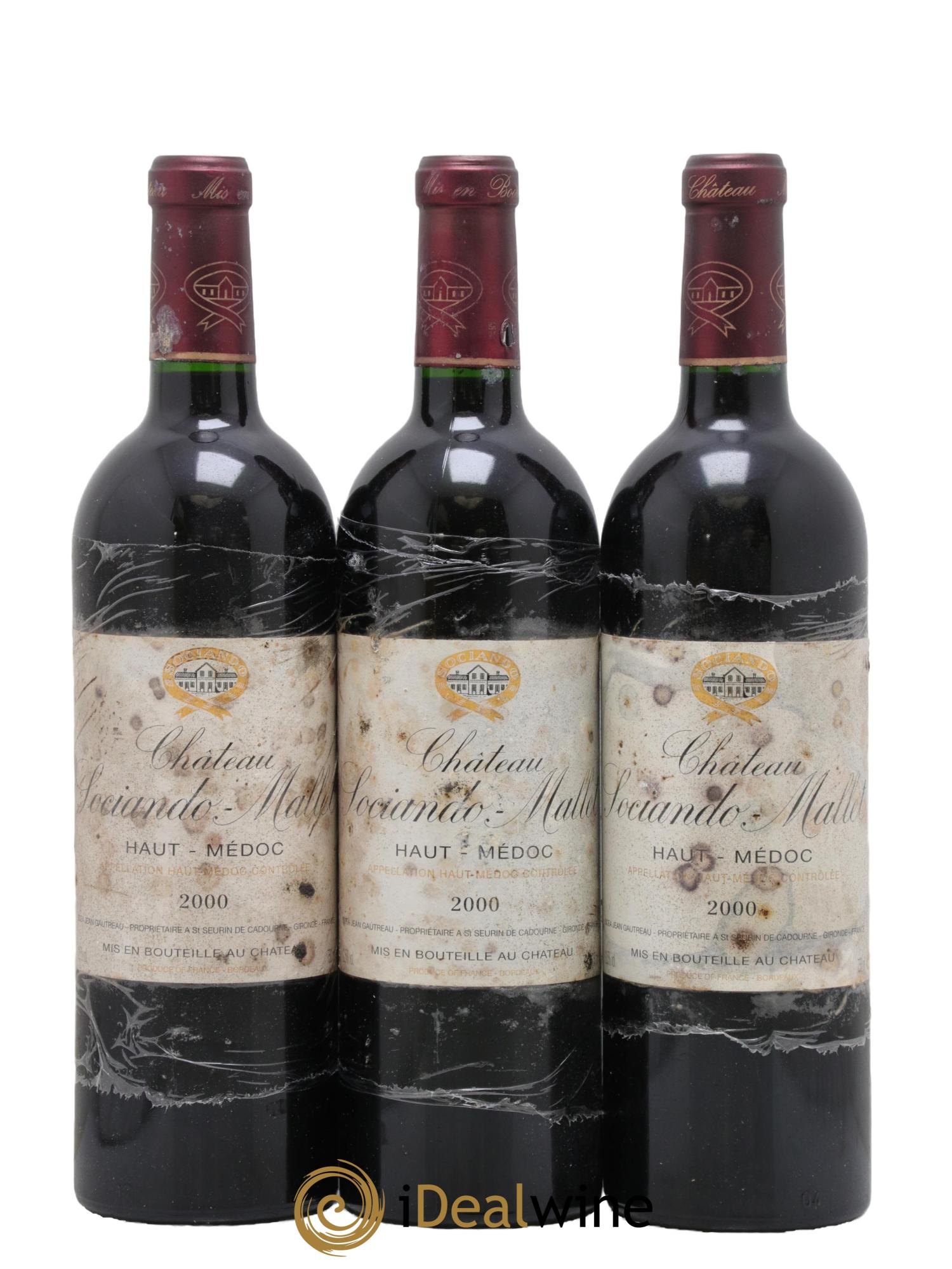 Château Sociando Mallet 2000 - Posten von 3 Flaschen - 0