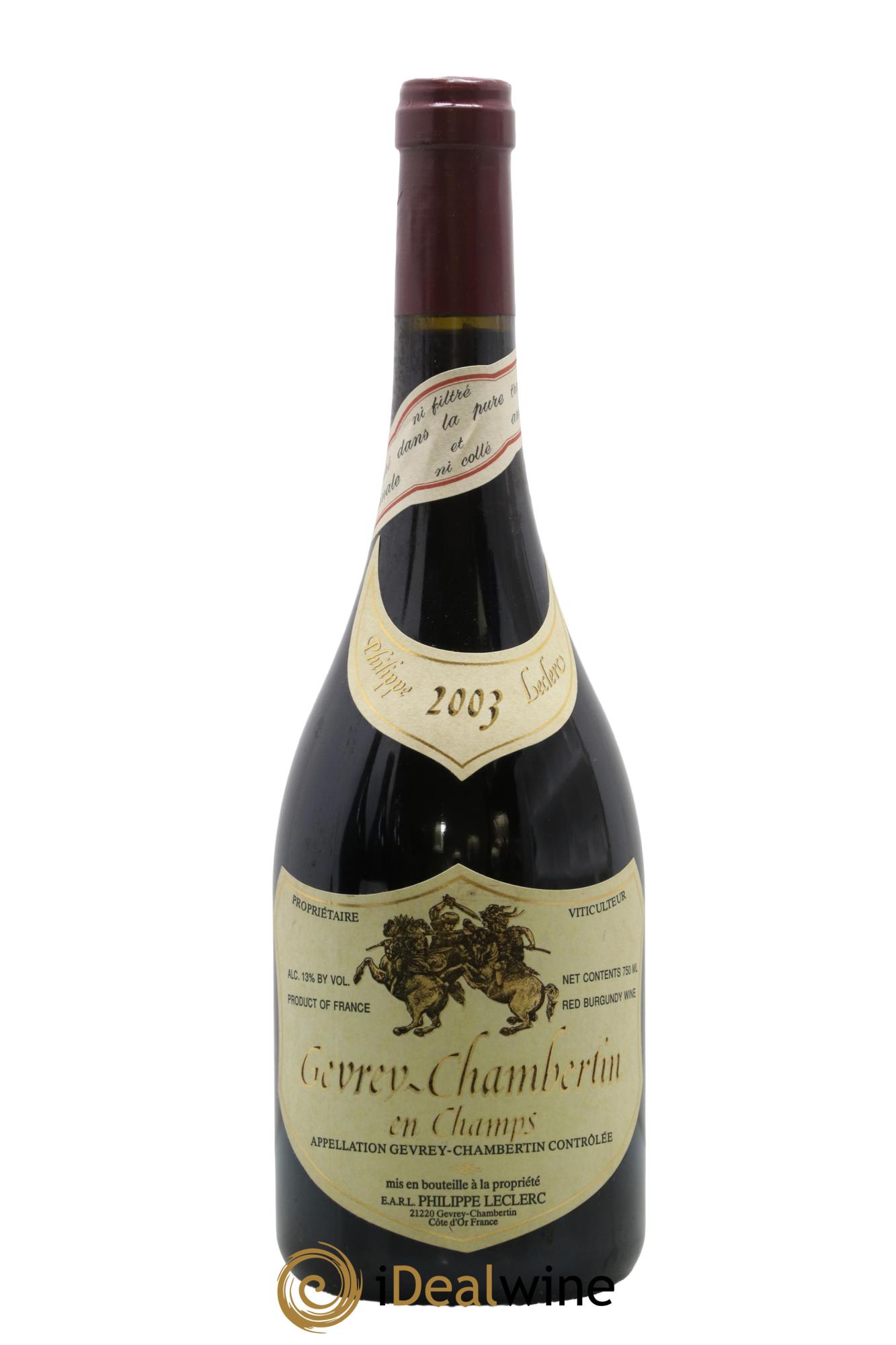 Gevrey-Chambertin En Champs Philippe Leclerc 2003 - Lot de 1 bouteille - 0