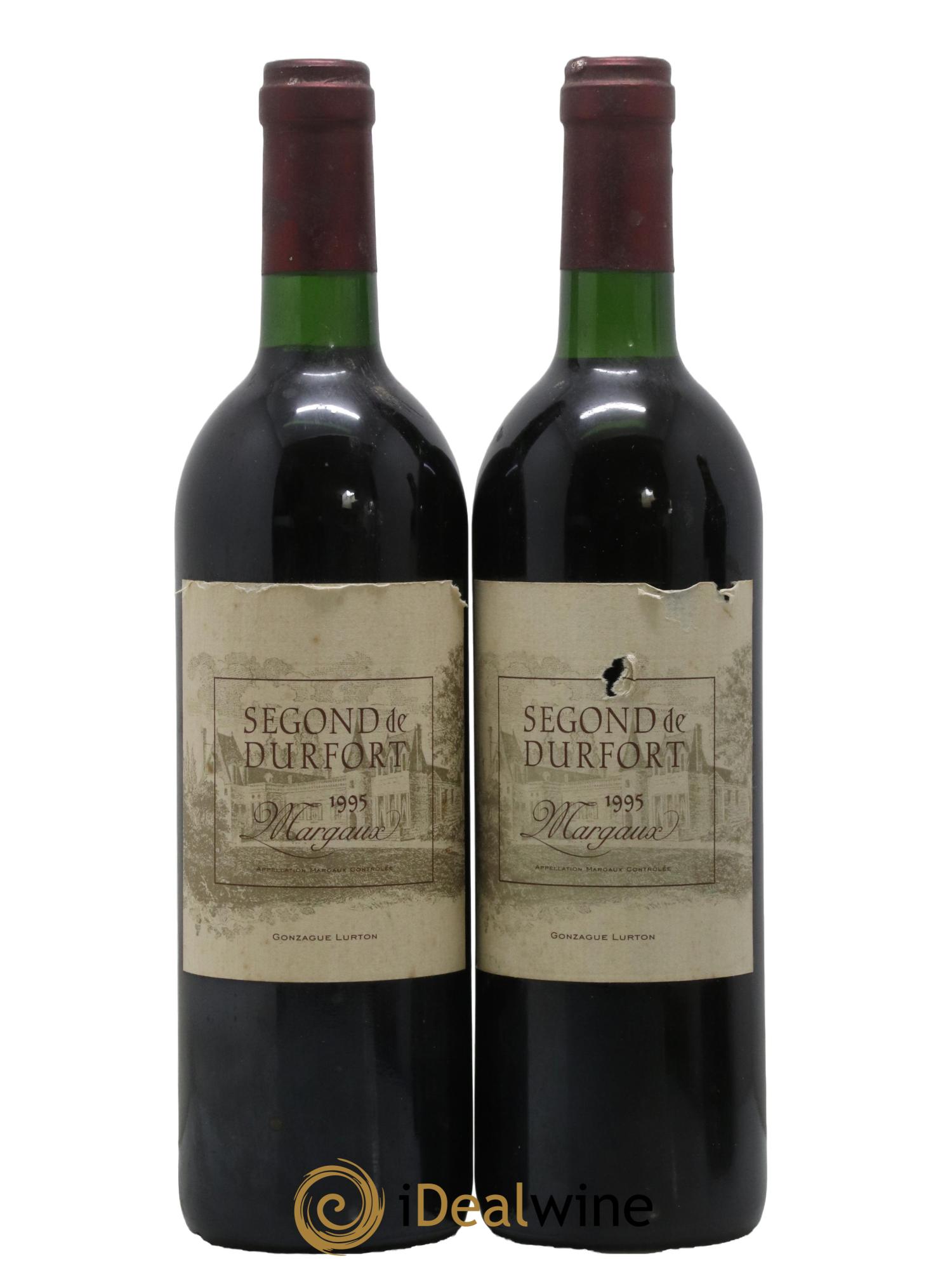 Bordeaux Margaux Segond De Durfort 1995 - Lot de 2 bouteilles - 0