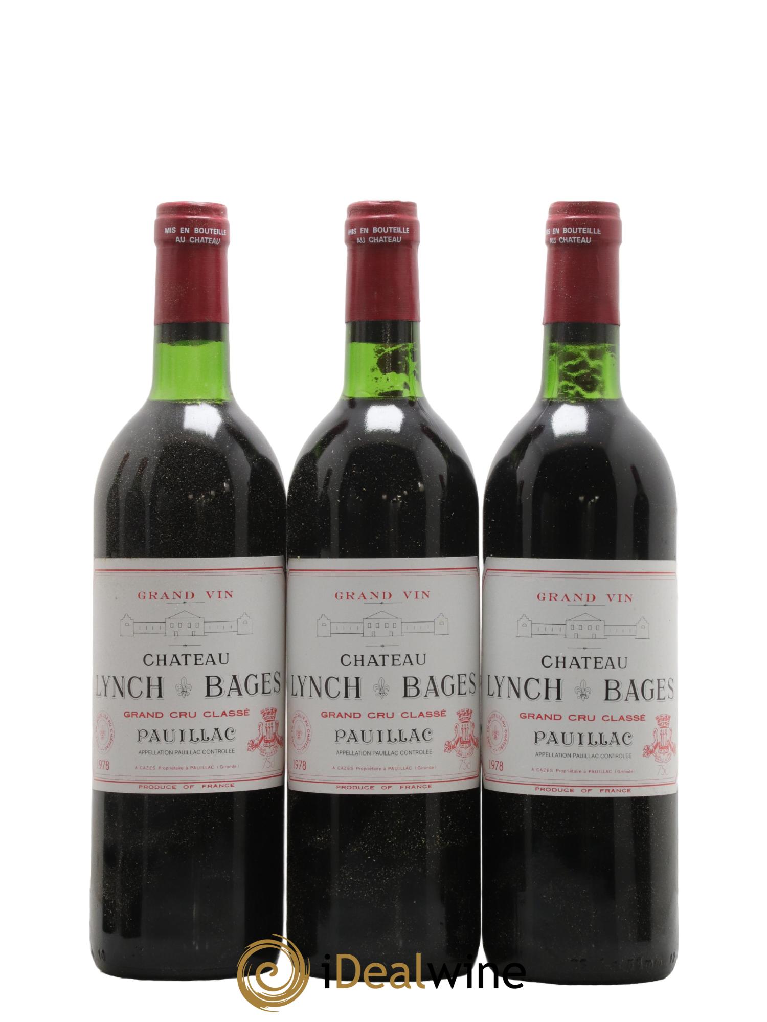 Château Lynch Bages 5ème Grand Cru Classé 1978 - Lot de 3 bouteilles - 0