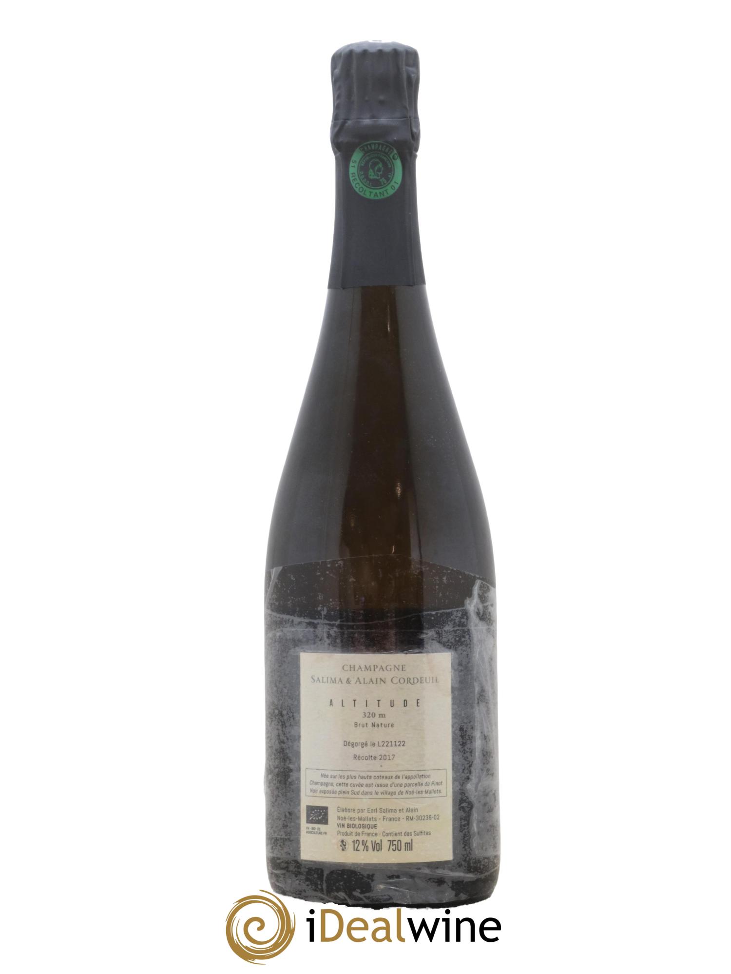Champagne Brut Nature Altitude 320m Salima et Alain Cordeuil 2017 - Lot of 1 bottle - 1
