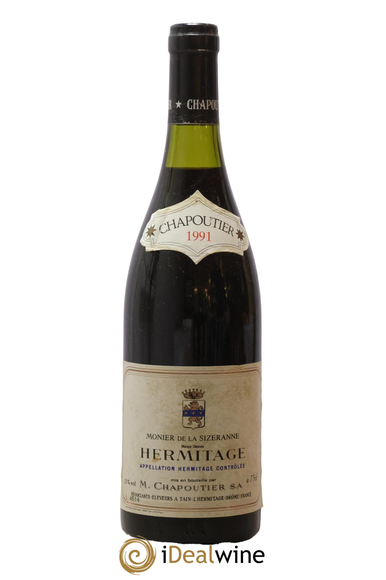 Hermitage Monier de La Sizeranne Chapoutier 1991 - Lot de 1 bouteille - 0