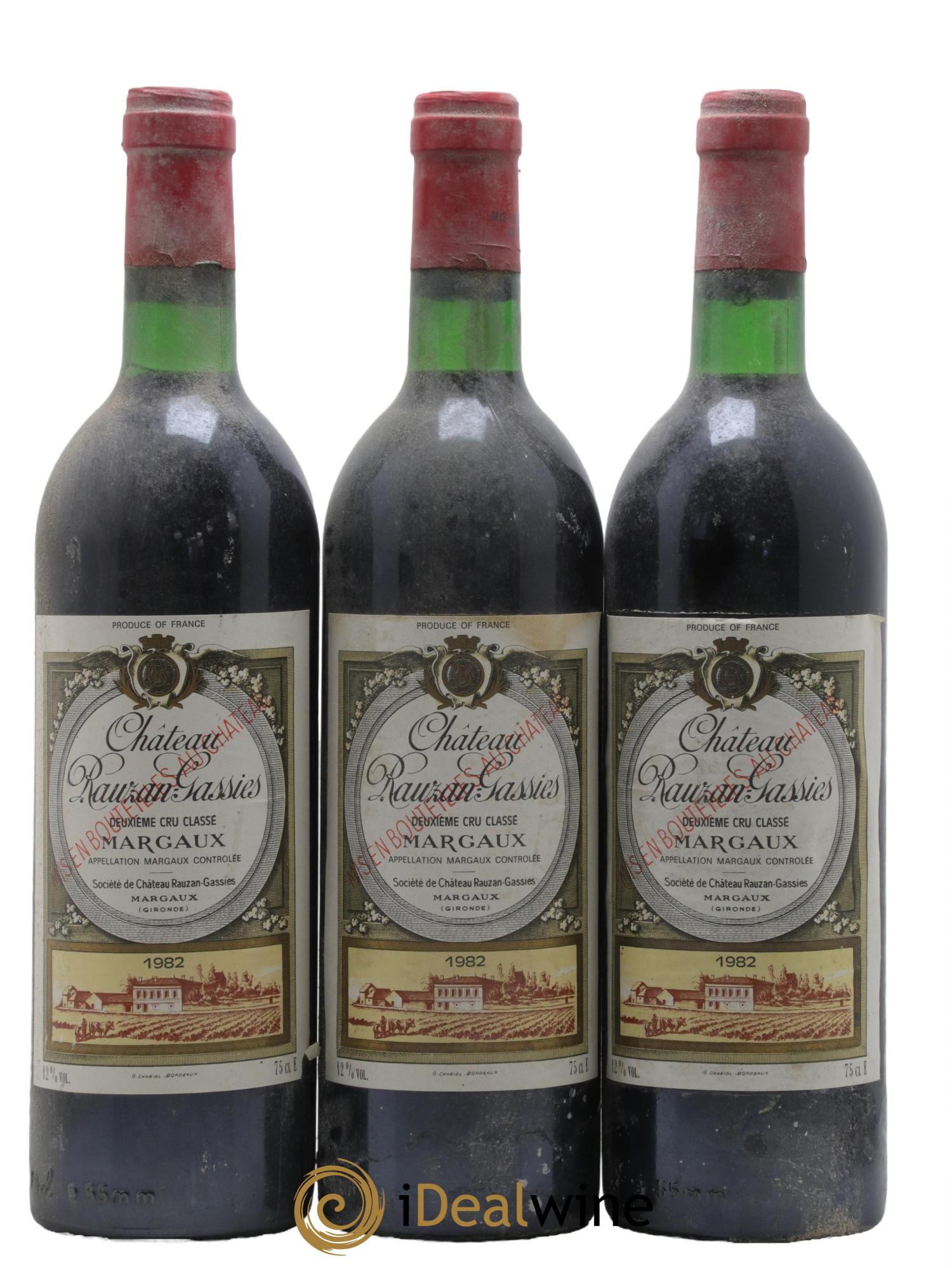 Château Rauzan-Gassies 2ème Grand Cru Classé 1982 - Lot of 3 bottles - 0
