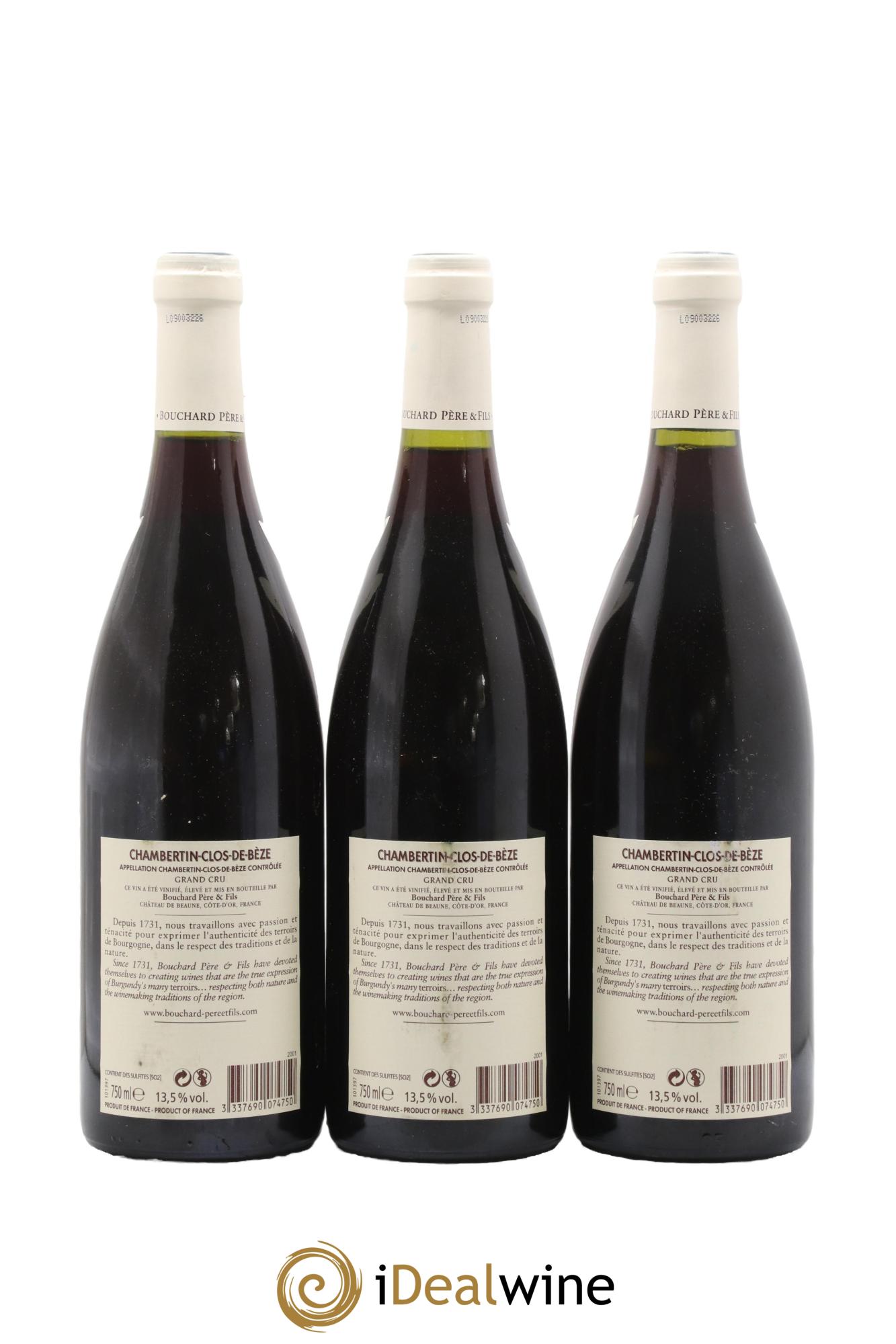Chambertin Clos de Bèze Grand Cru Bouchard Père & Fils 2001 - Posten von 3 Flaschen - 1