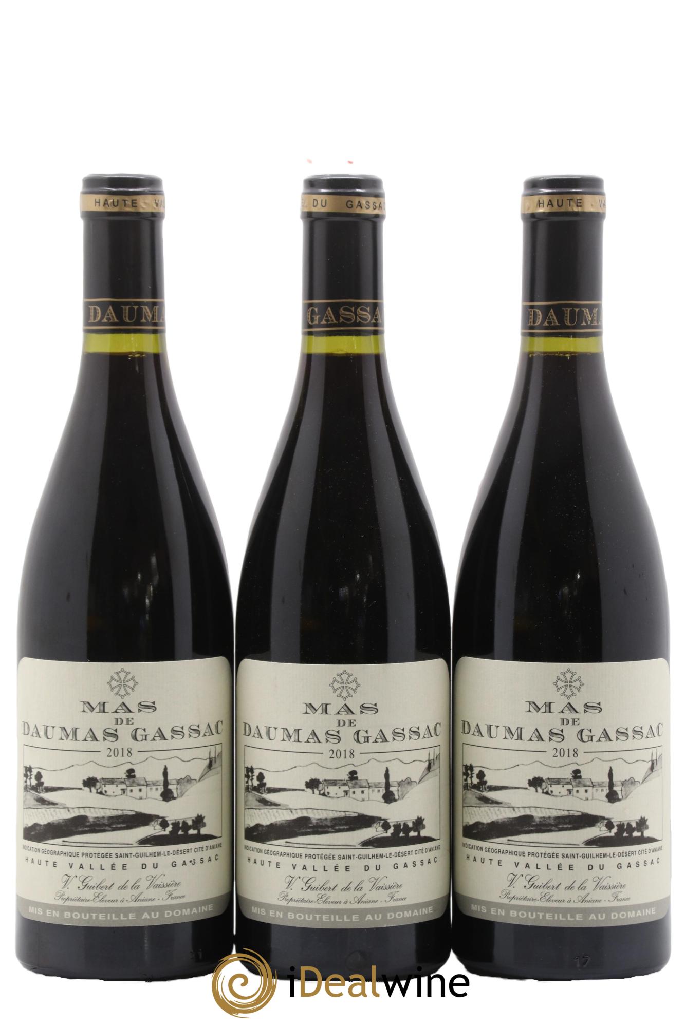 IGP St Guilhem-le-Désert - Cité d'Aniane Mas Daumas Gassac Famille Guibert de La Vaissière 2018 - Lot of 3 bottles - 0