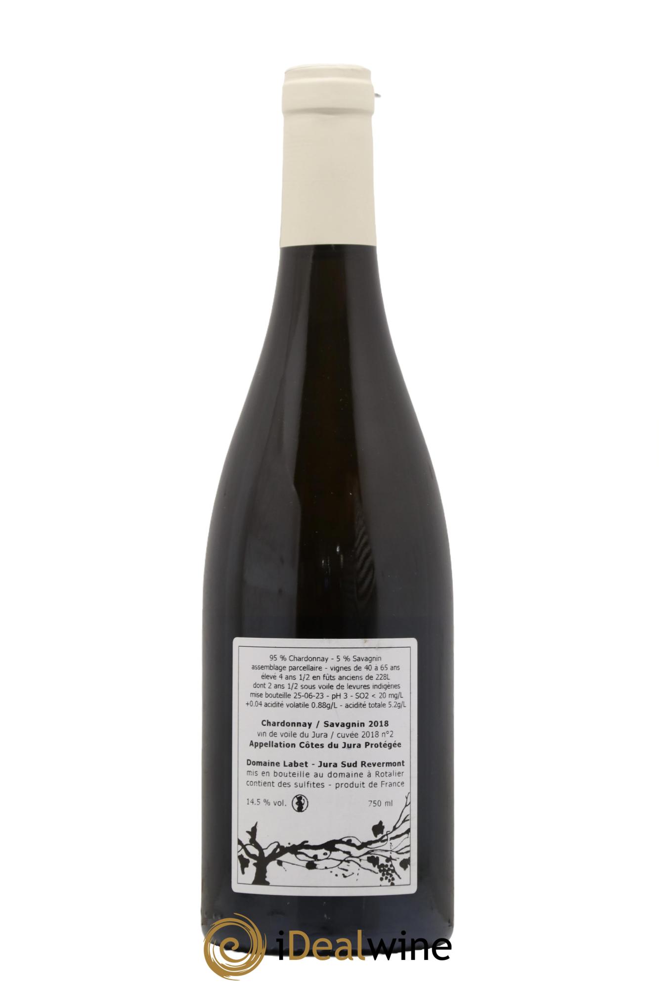 Côtes du Jura Vin de Voile Chardonnay-Savagnin cuvée de garde Romain - Julien - Charline Labet 2018 - Lot de 1 bouteille - 1