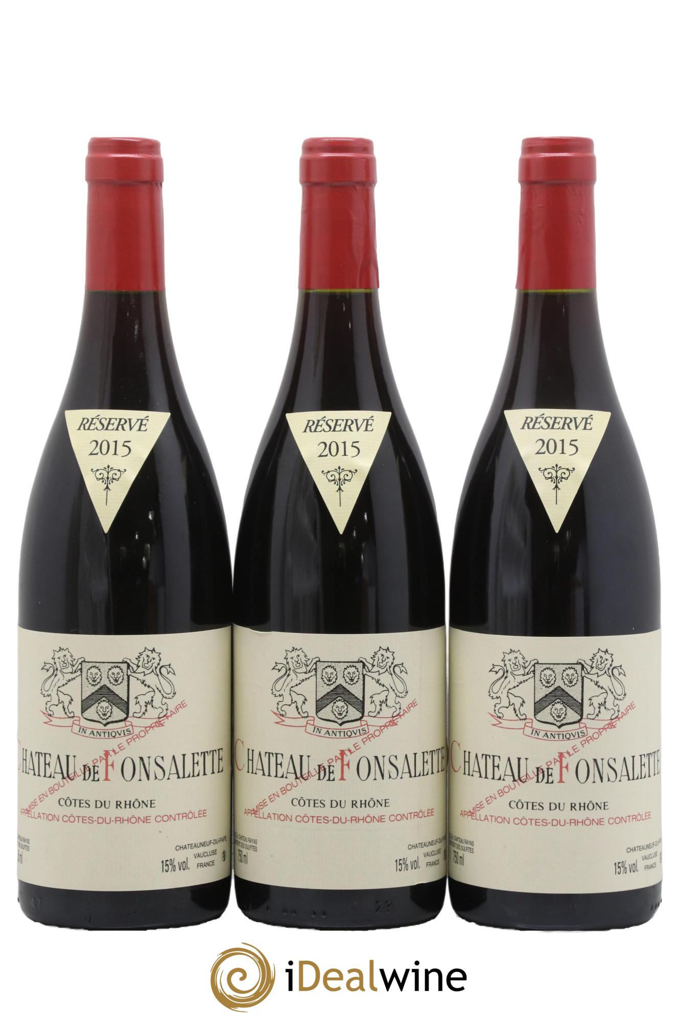Côtes-du-Rhône Château de Fonsalette Emmanuel Reynaud 2015 - Lot de 3 bouteilles - 0
