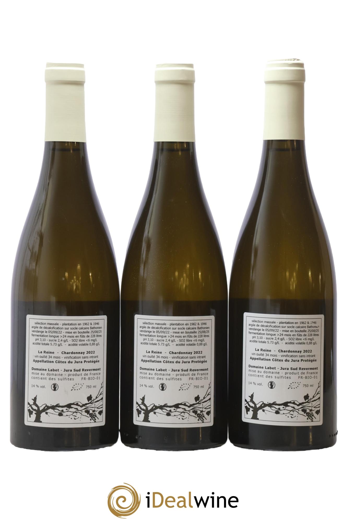Côtes du Jura Chardonnay La Reine Romain - Julien - Charline Labet 2022 - Lot de 3 bouteilles - 1