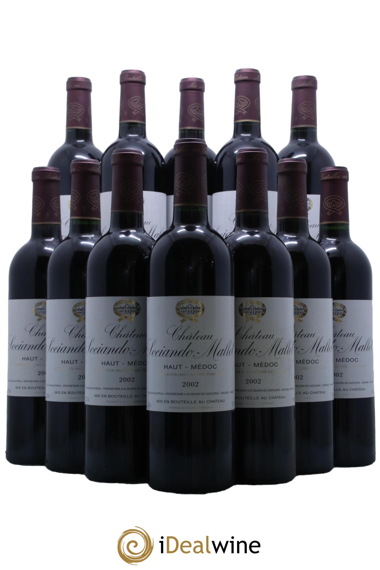 Château Sociando Mallet 2002 - Lot de 12 bouteilles - 0