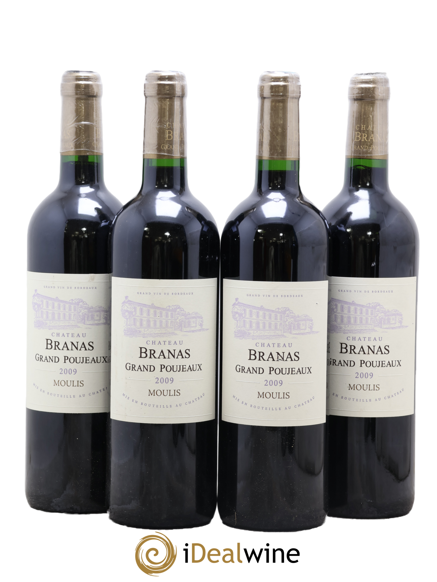 Château Branas Grand Poujeaux Cru Bourgeois 2009 - Lotto di 4 bottiglie - 0