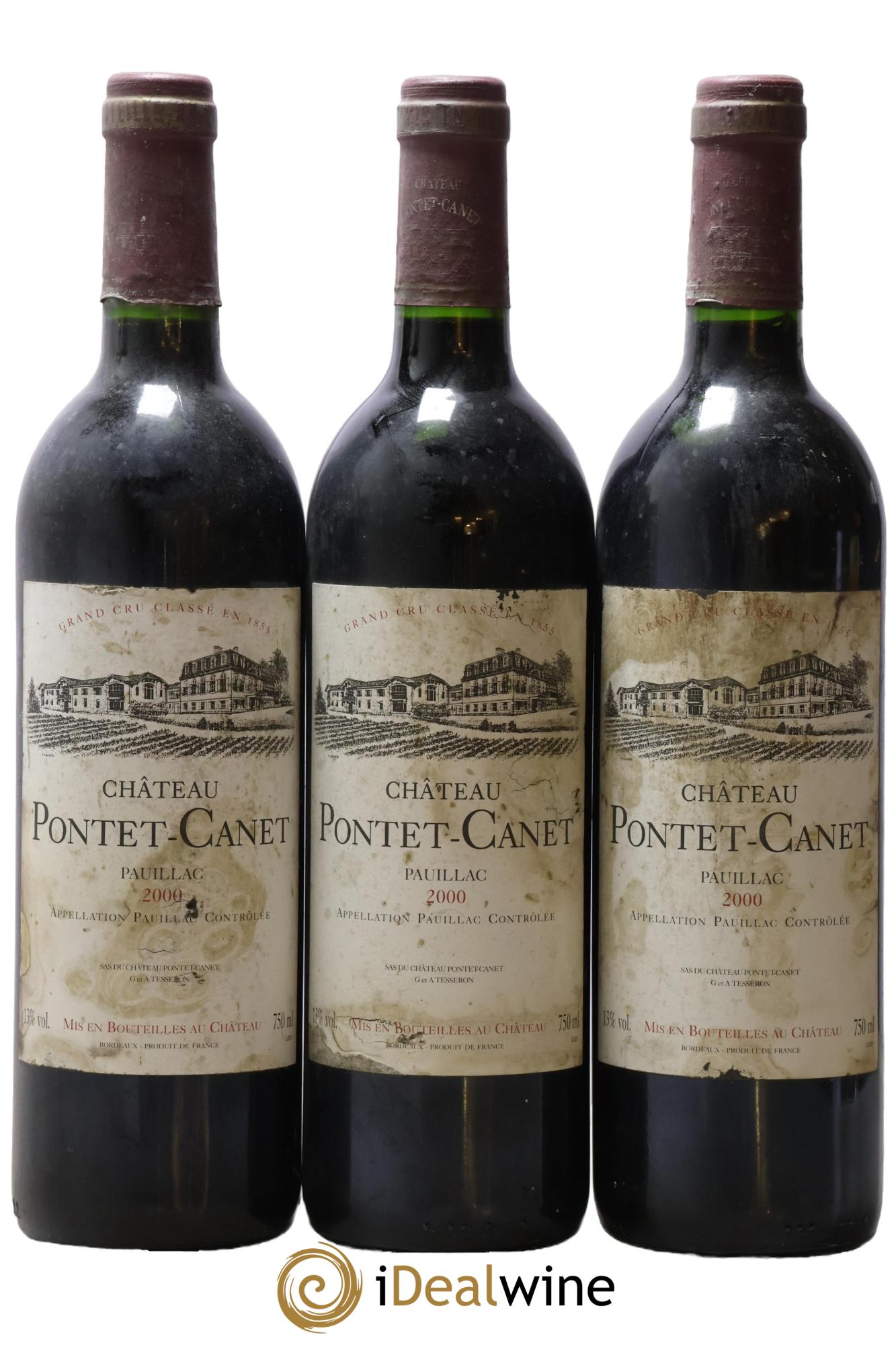 Château Pontet Canet 5ème Grand Cru Classé 2000 - Lot de 3 bouteilles - 0