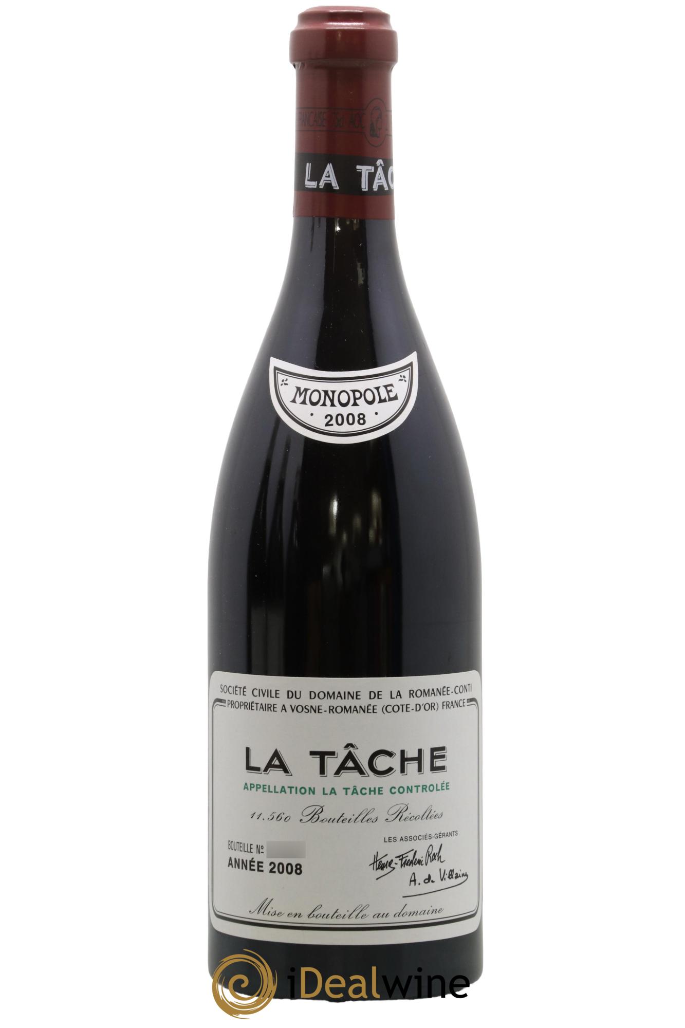 La Tâche Grand Cru Domaine de la Romanée-Conti 2008 - Lot de 1 bouteille - 0