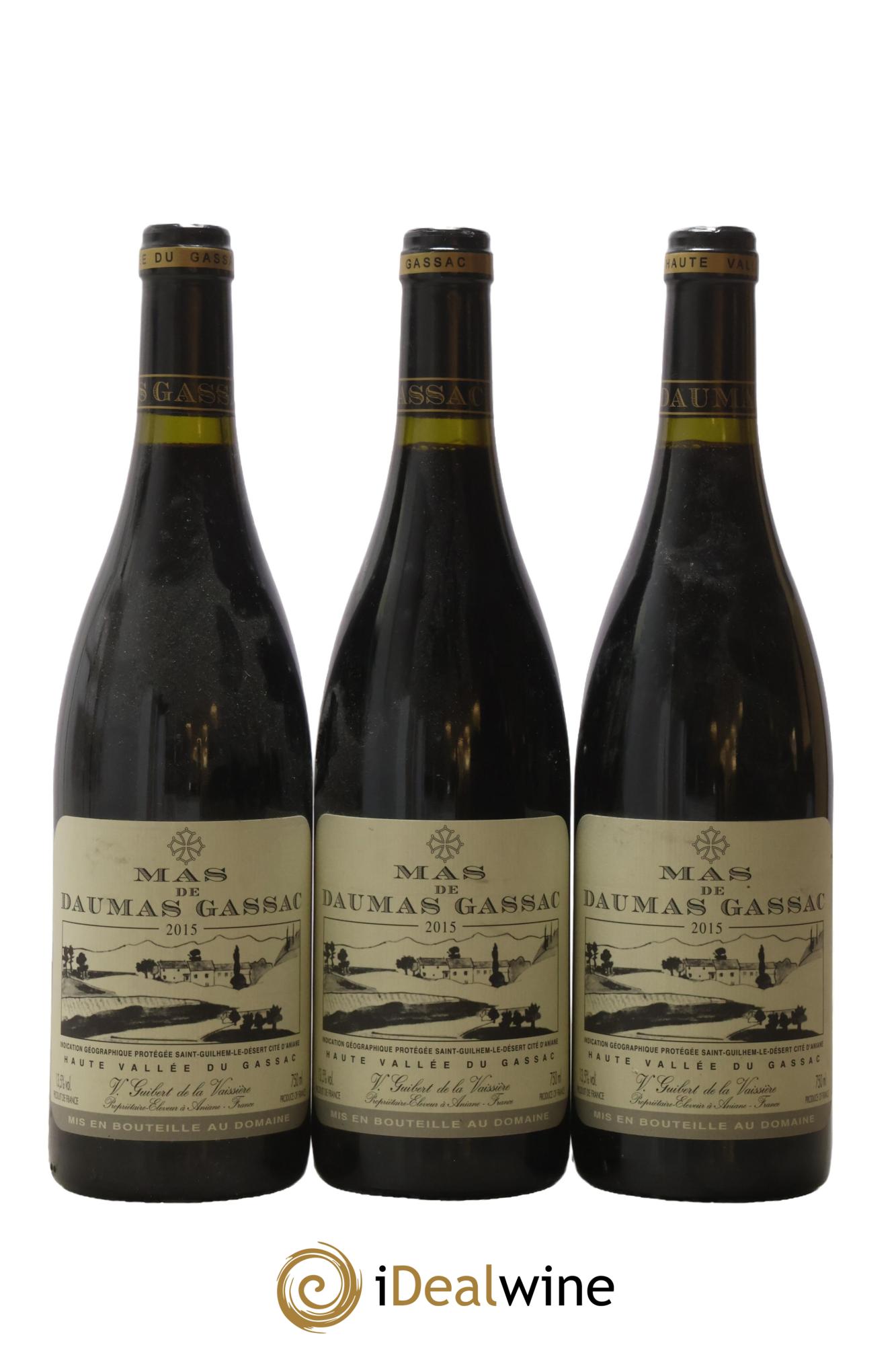 IGP St Guilhem-le-Désert - Cité d'Aniane Mas Daumas Gassac Famille Guibert de La Vaissière 2015 - Lotto di 3 bottiglie - 0