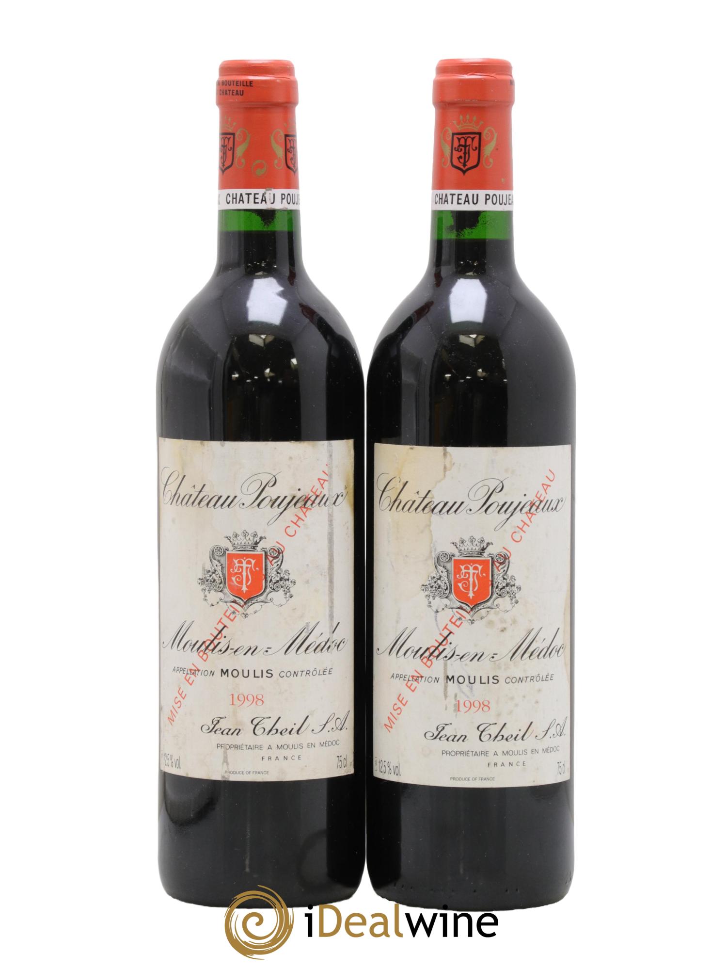 Château Poujeaux 1998 - Lot de 2 bouteilles - 0