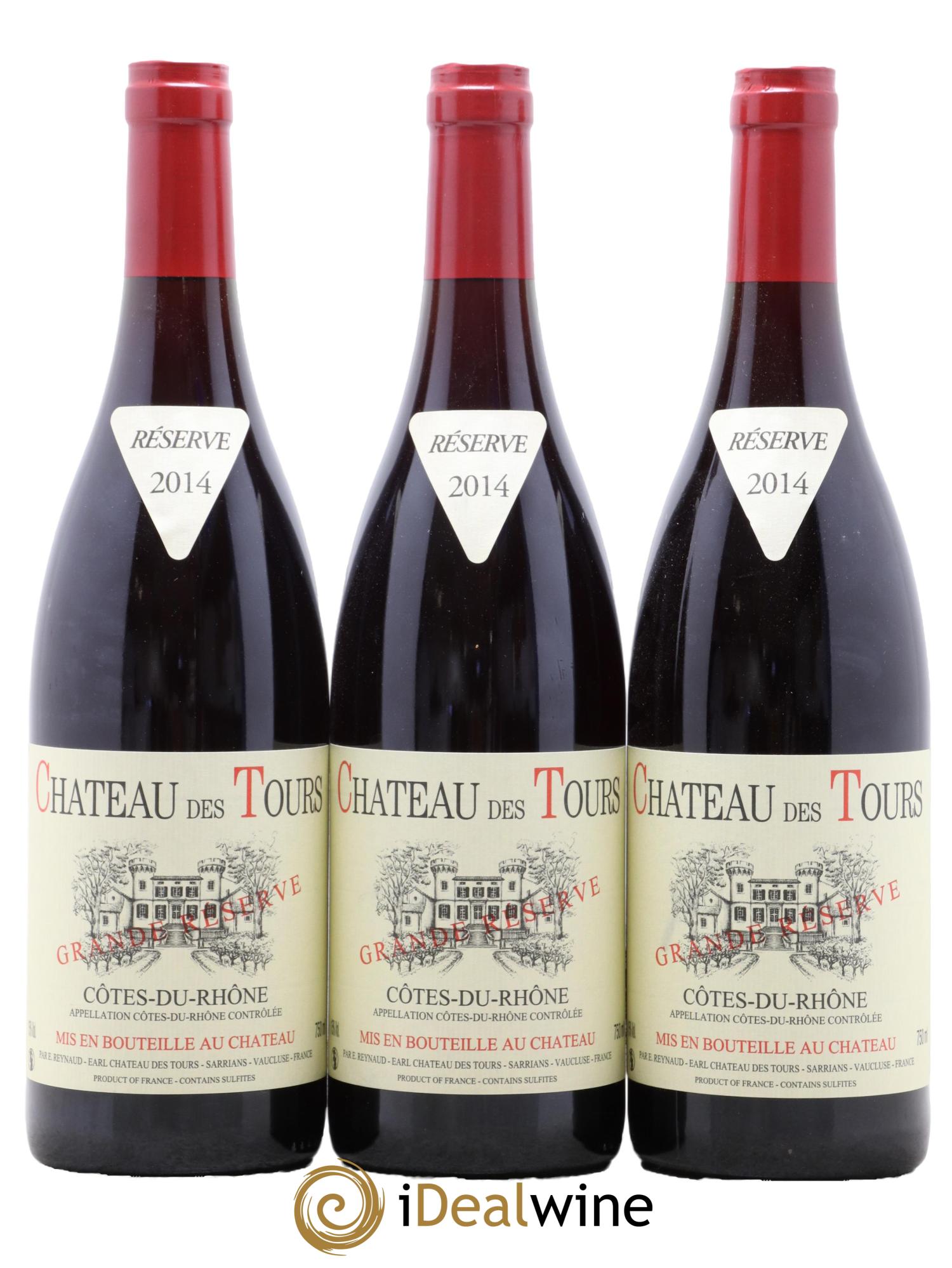 Côtes-du-Rhône Château des Tours Grande Réserve Emmanuel Reynaud 2014 - Lot de 3 bouteilles - 0
