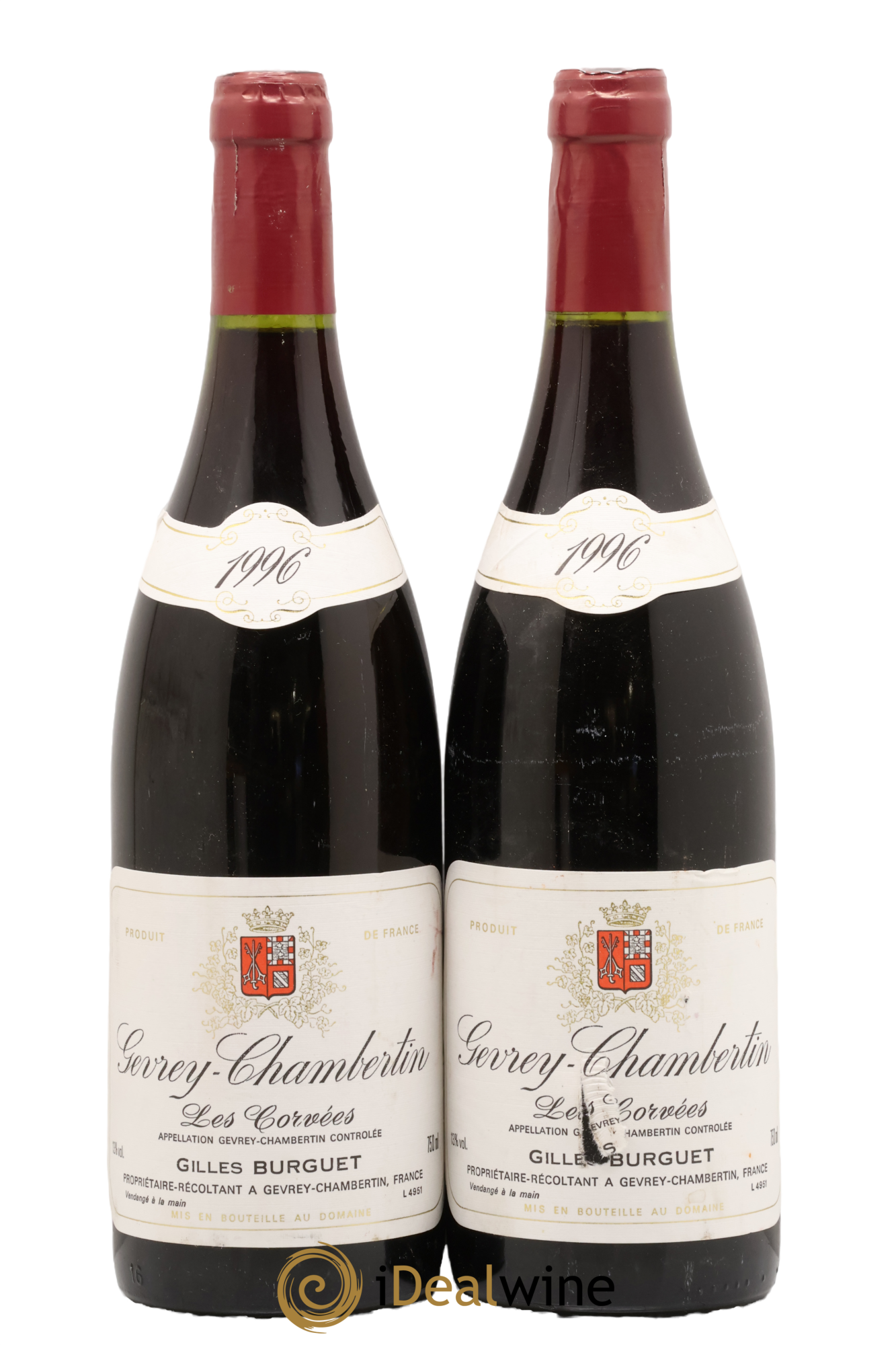 Gevrey-Chambertin Les Corvees Gilles Burguet 1996 - Lot of 2 bottles - 0
