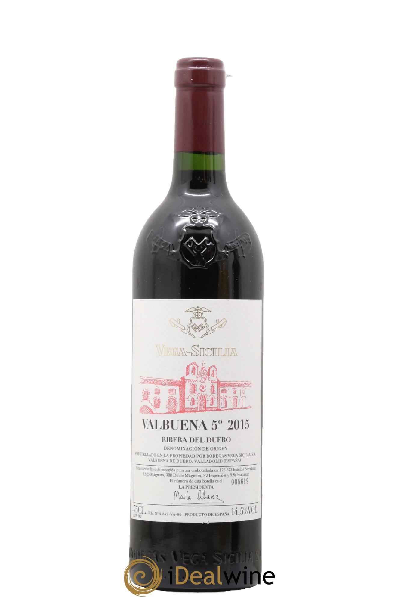 Ribera Del Duero DO Vega Sicilia Valbuena 5 ano Famille Alvarez 2015 - Lot de 1 bouteille - 0