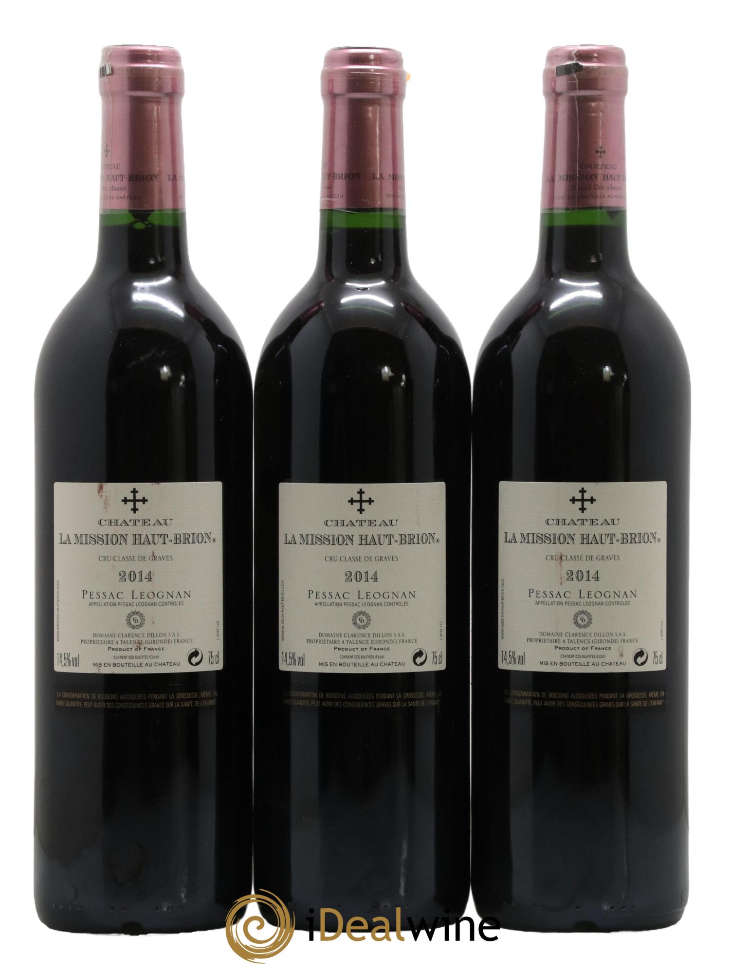 Château la Mission Haut-Brion Cru Classé de Graves 2014 - Lot of 3 bottles - 1