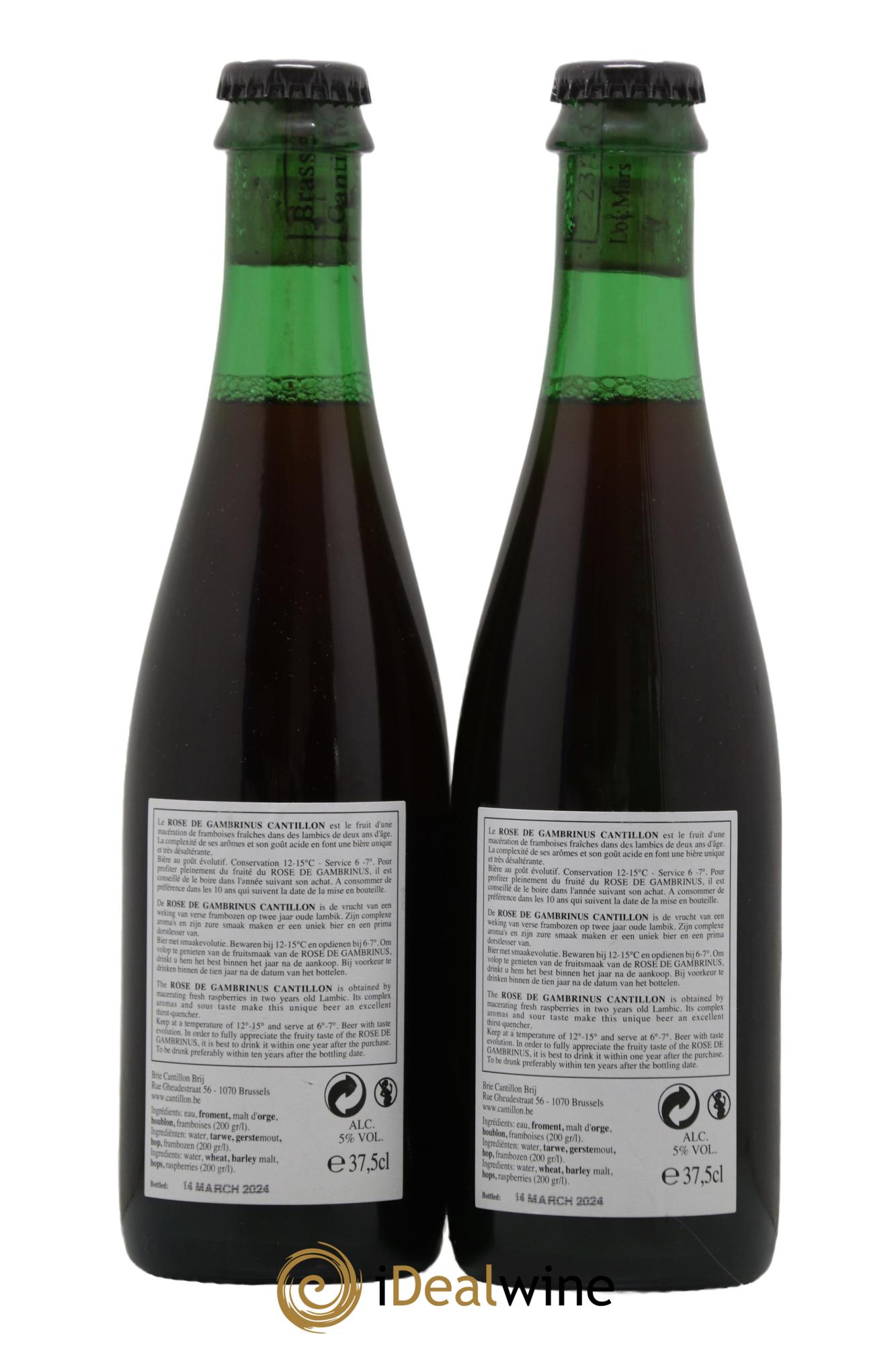 Bière Lambic Rosé de Gambrinus Cantillon bottled in 2024 - Lot of 2 half-bottles - 1