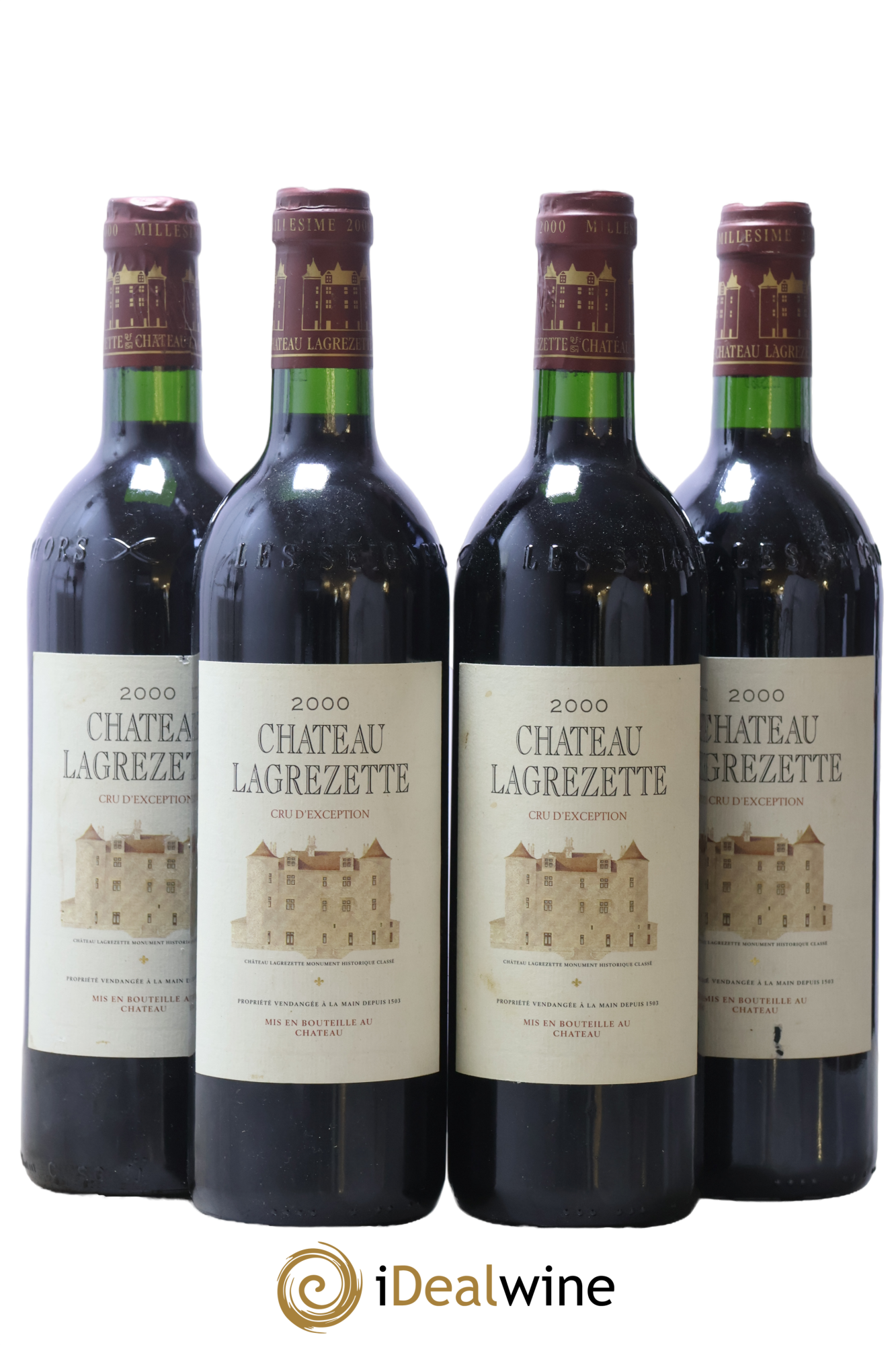 Cahors Château Lagrezette Alain Dominique Perrin 2000 - Lot de 4 bouteilles - 0