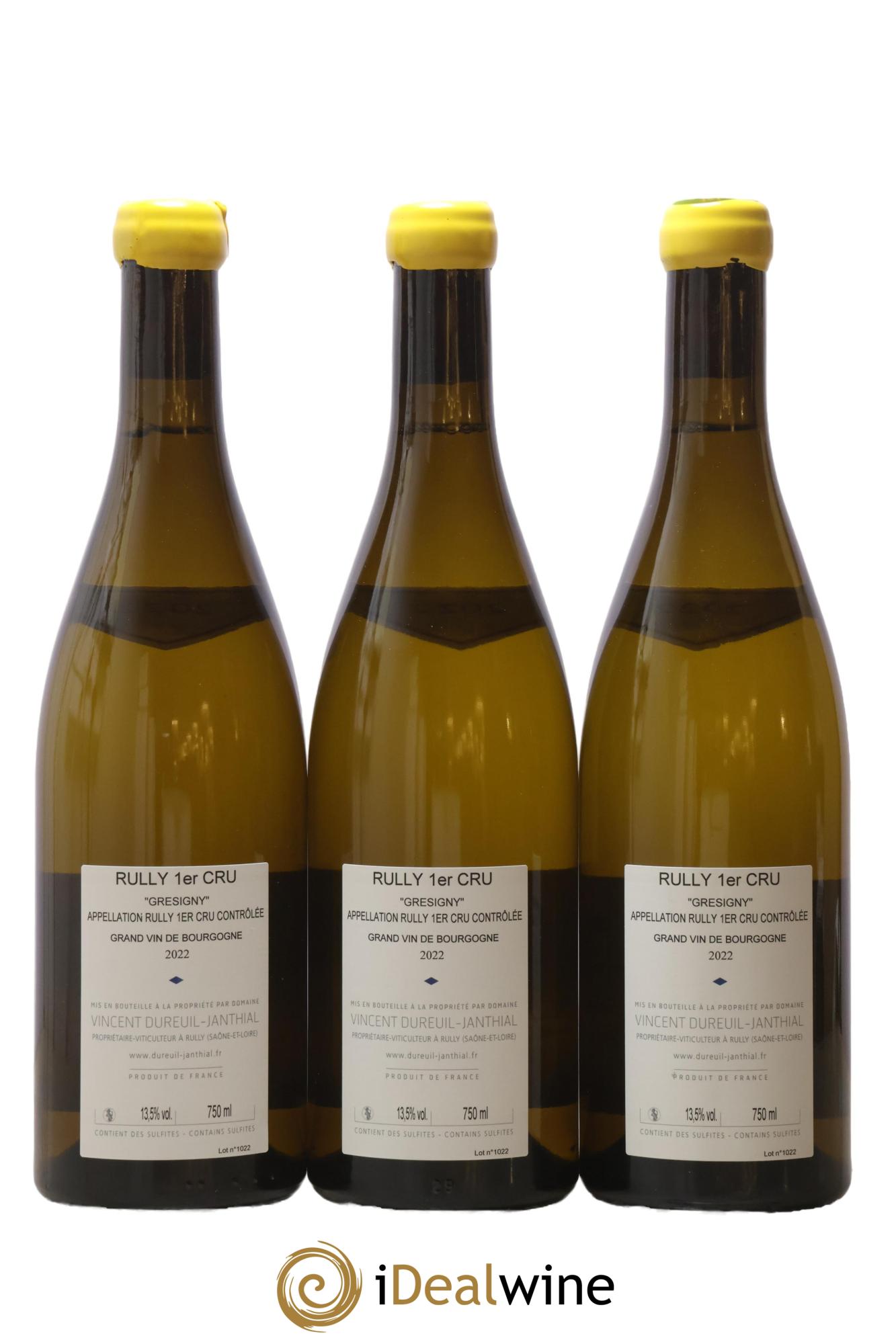 Rully 1er Cru Grésigny Vincent Dureuil-Janthial 2022 - Posten von 3 Flaschen - 1