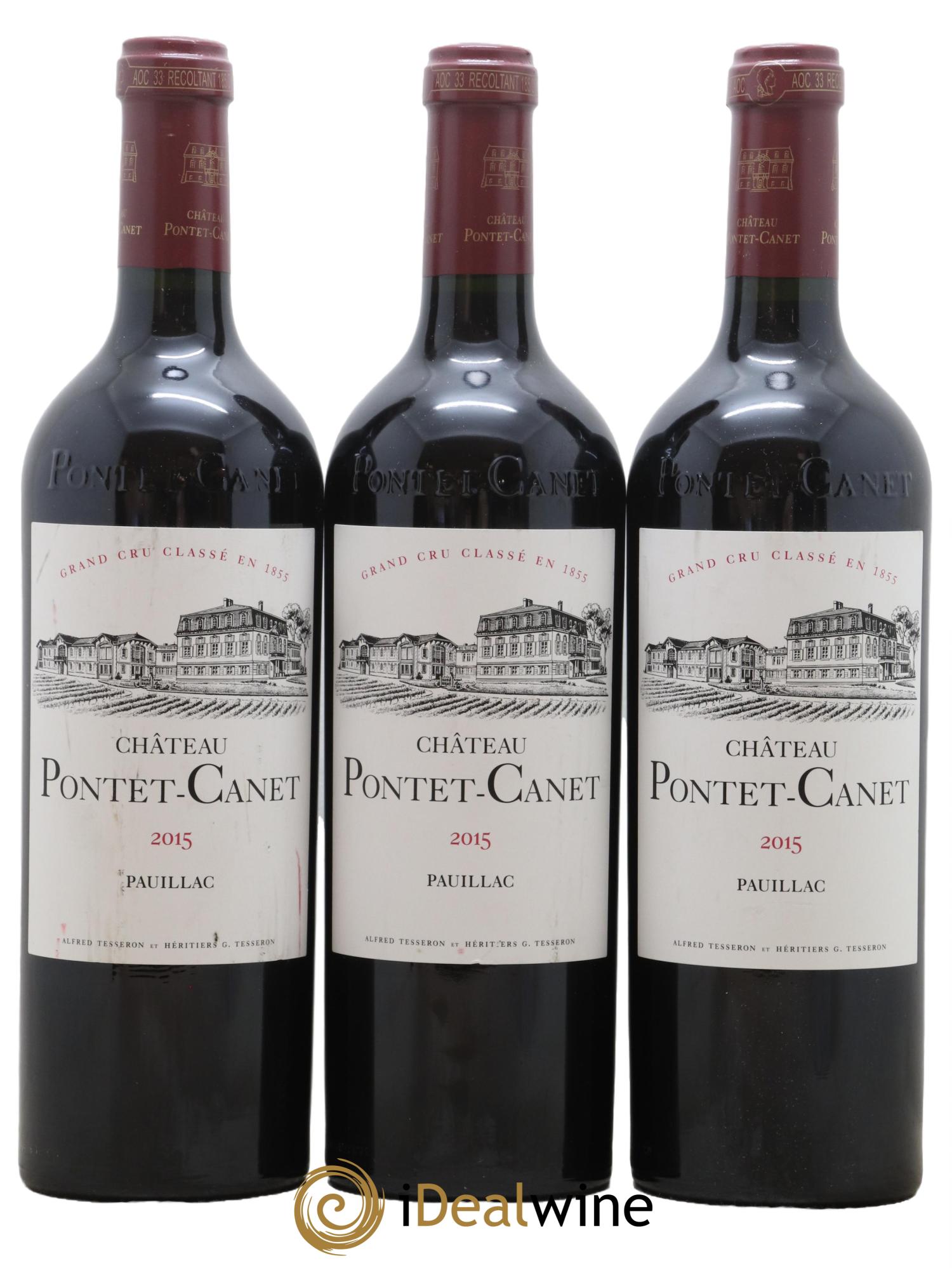 Château Pontet Canet 5ème Grand Cru Classé 2015 - Lot de 3 bouteilles - 0