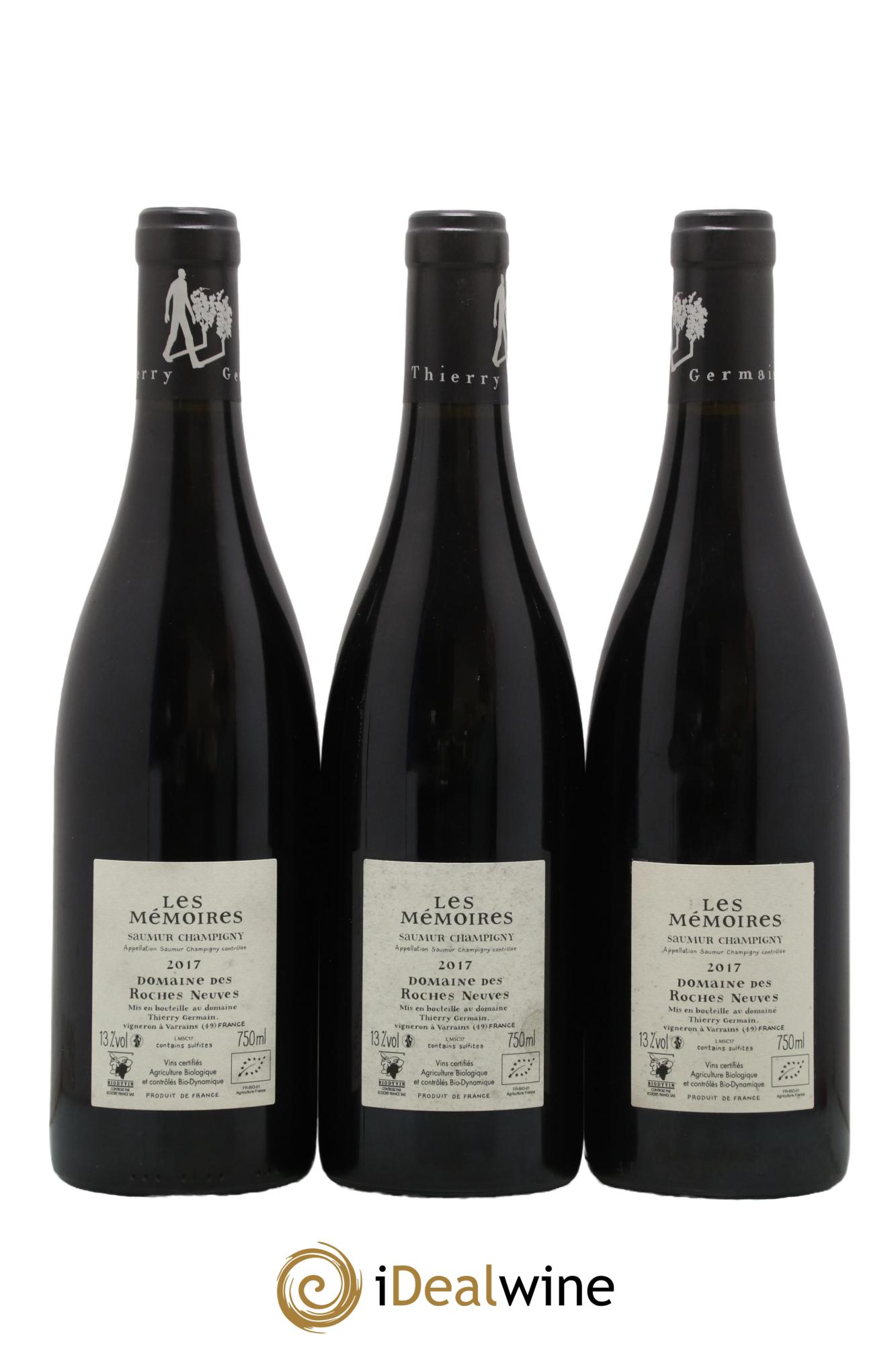 Saumur-Champigny Les Mémoires Domaine des Roches Neuves - Thierry Germain  2017 - Lot de 3 bouteilles - 1