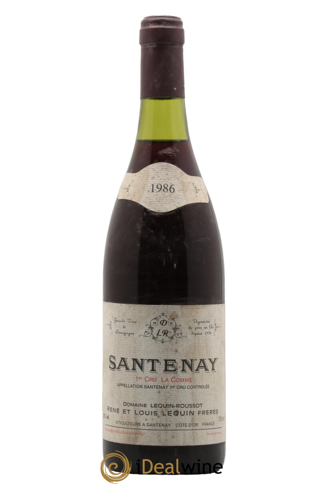 Santenay 1er Cru La Comme Domaine Lequin Roussot 1986 - Lot de 1 bouteille - 0