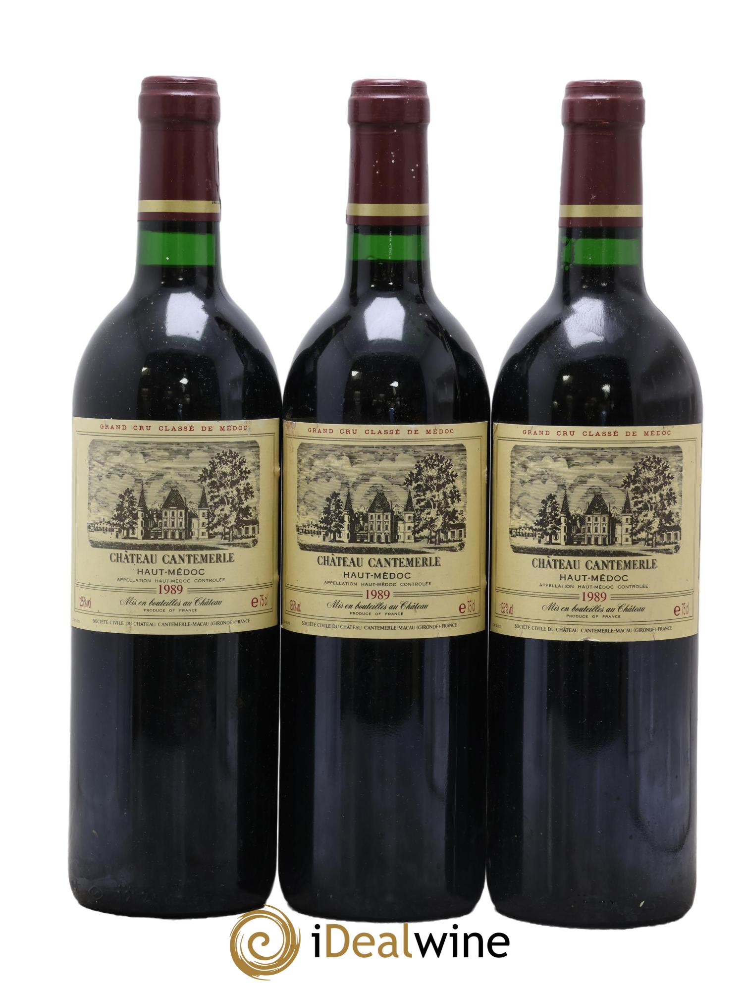Château Cantemerle 5ème Grand Cru Classé 1989 - Lotto di 3 bottiglie - 0