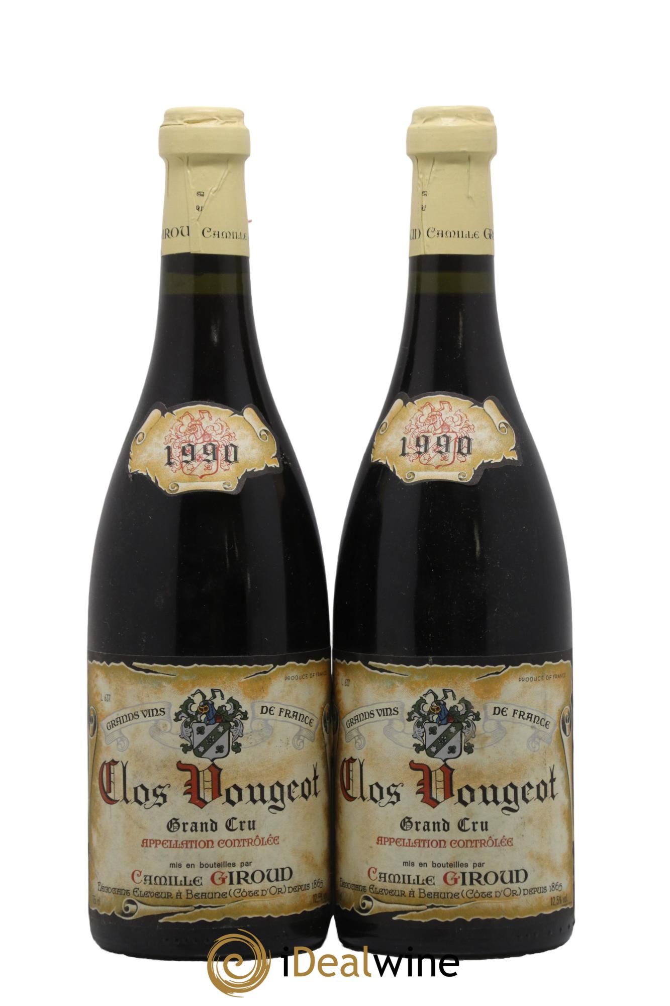 Clos de Vougeot Grand Cru Camille Giroud Giroud 1990 - Lot de 2 bouteilles - 0