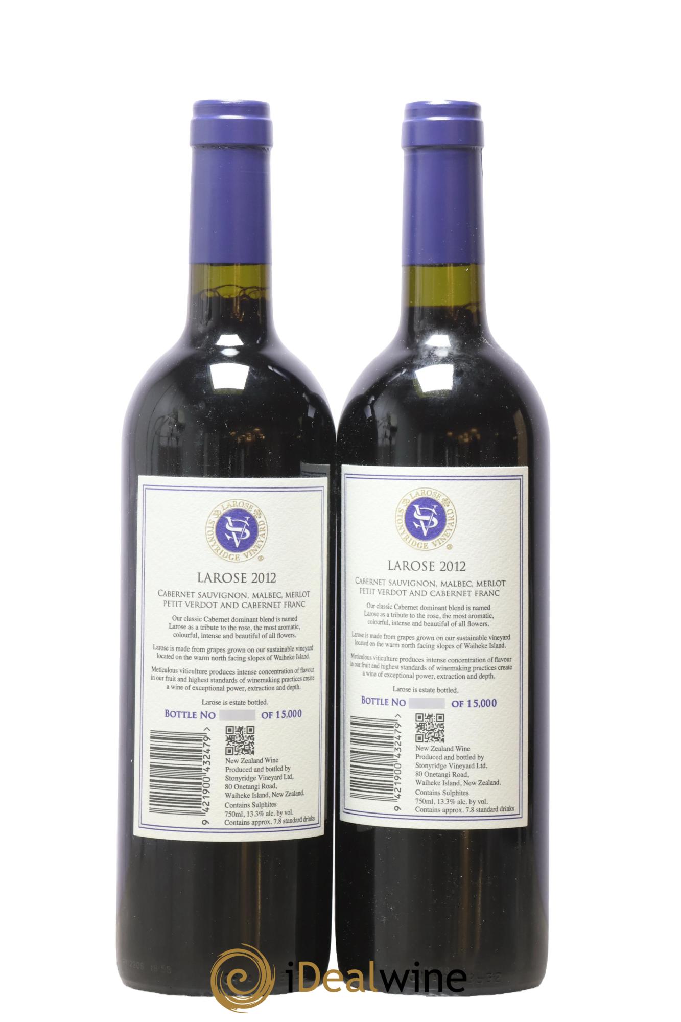 Nouvelle-Zelande Waiheke Island Larose Stonyridge Vineyard 2012 - Lot of 2 bottles - 1
