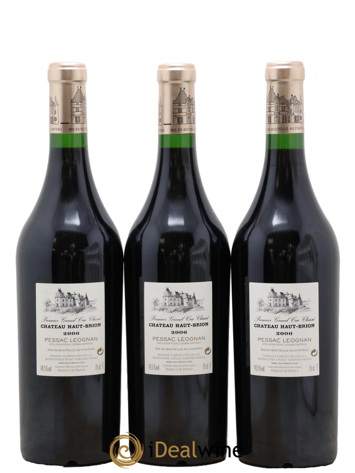 Château Haut Brion 1er Grand Cru Classé 2006 - Lot de 3 bouteilles - 1
