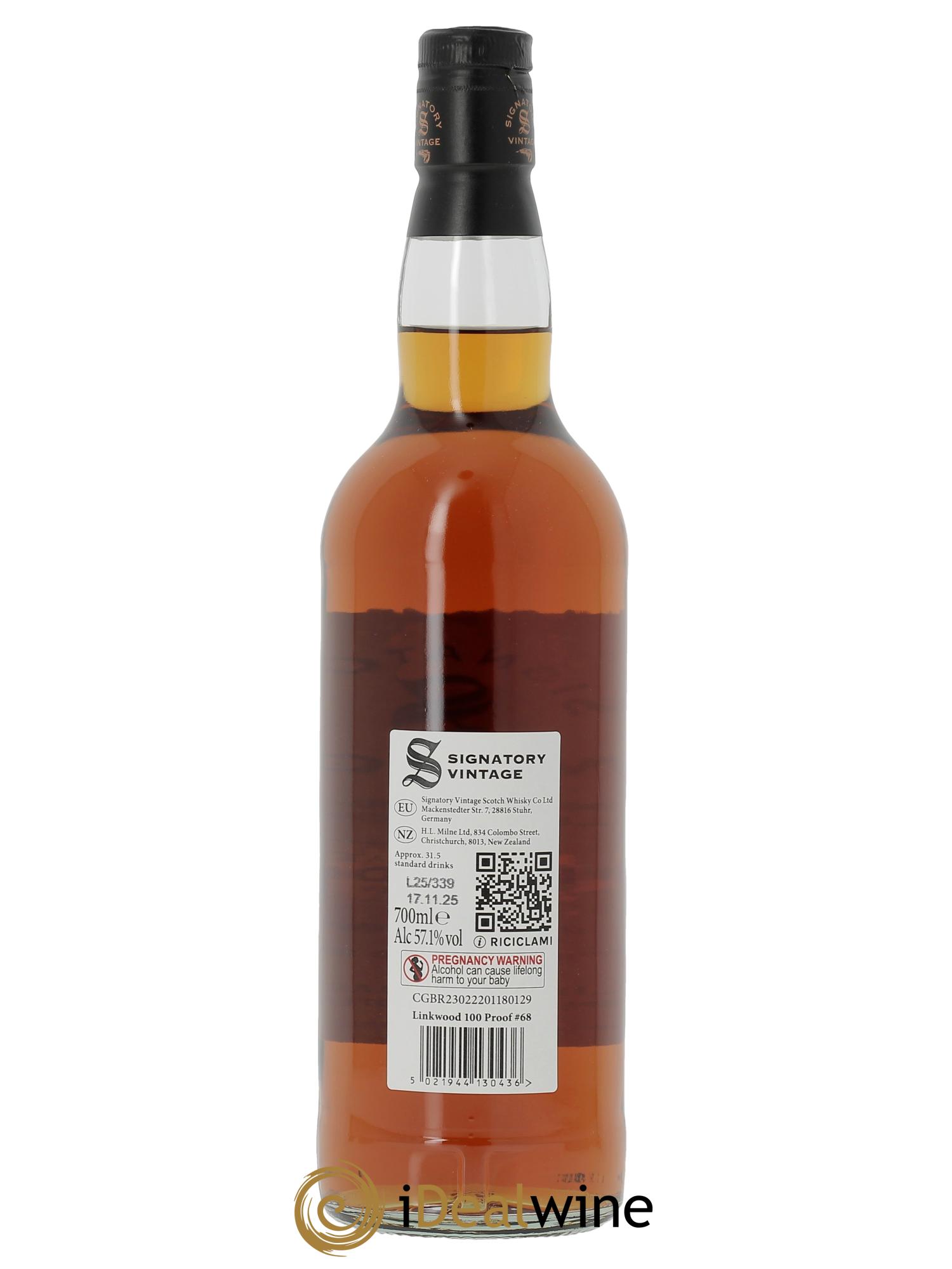 Linkwood 12 ans 2012 100 Proof #68 Signatory Vintage  - Lotto di 1 bottiglia - 1