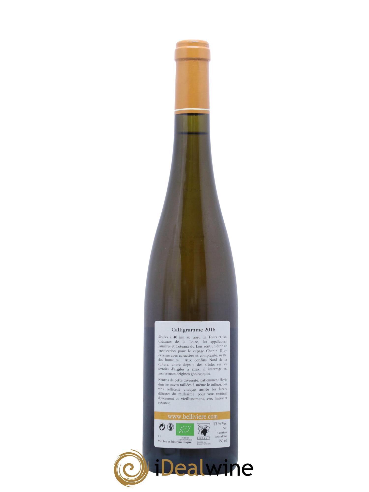 Jasnières Calligramme Domaine de Bellivière 2016 - Lot de 1 bouteille - 1