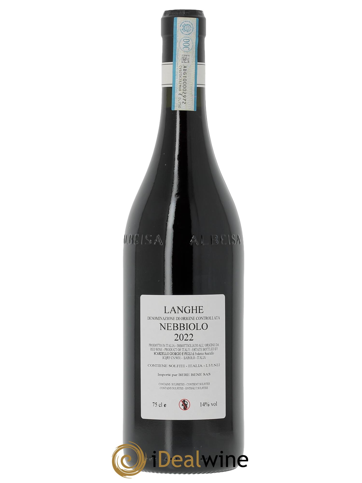 Langhe DOC Nebbiolo Scarzello  2022 - Posten von 1 Flasche - 1
