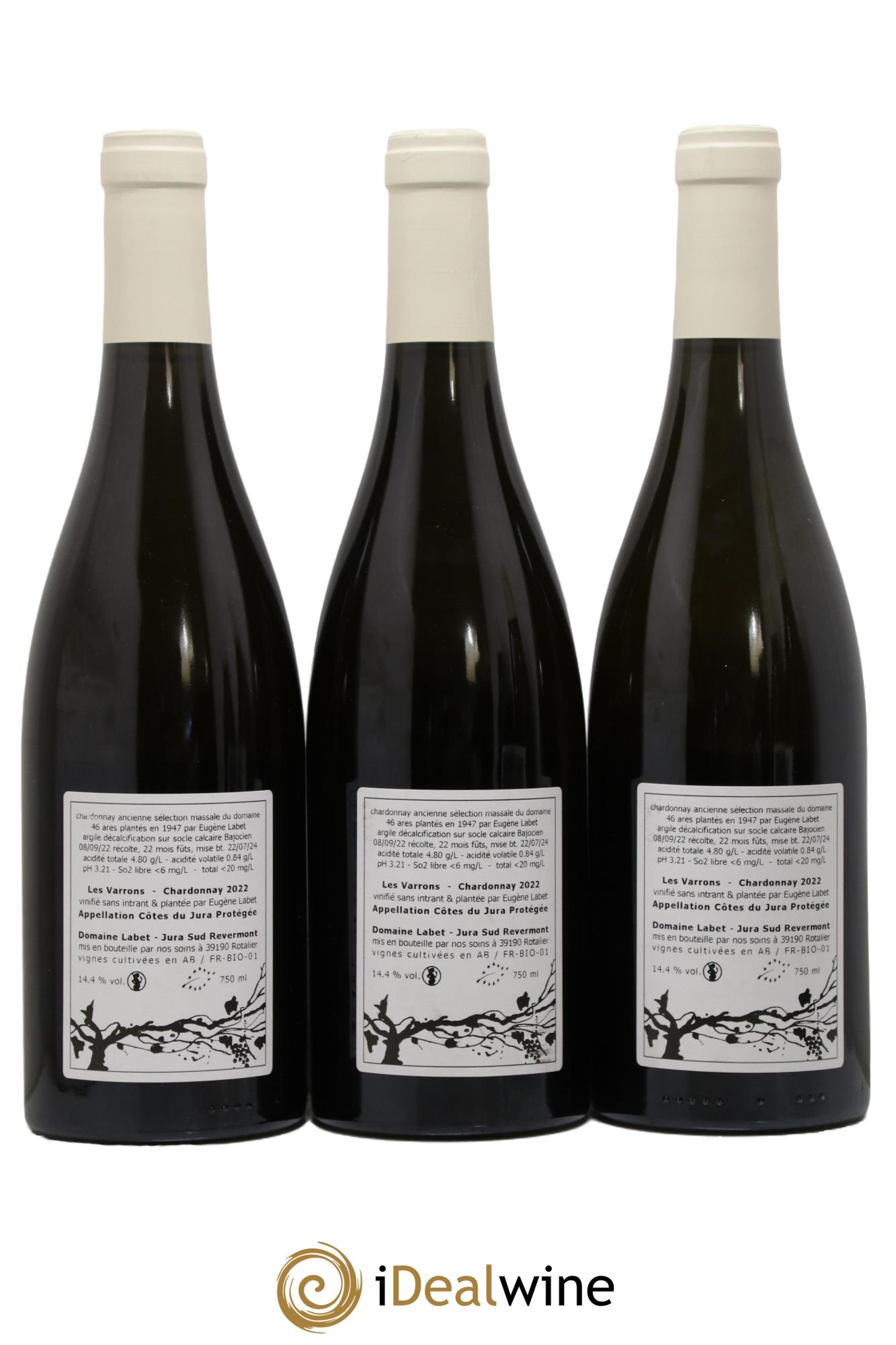 Côtes du Jura Chardonnay Les Varrons Romain - Julien  - Charline Labet 2022 - Lot of 3 bottles - 1