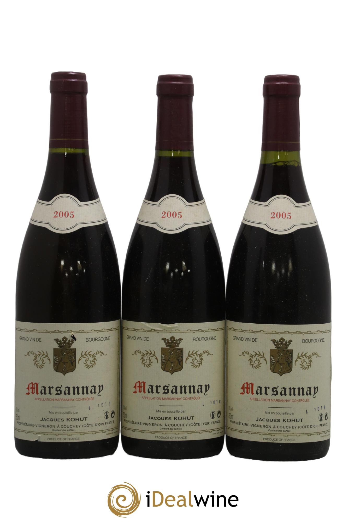 Marsannay Jacques Kohut 2005 - Lot of 3 bottles - 0