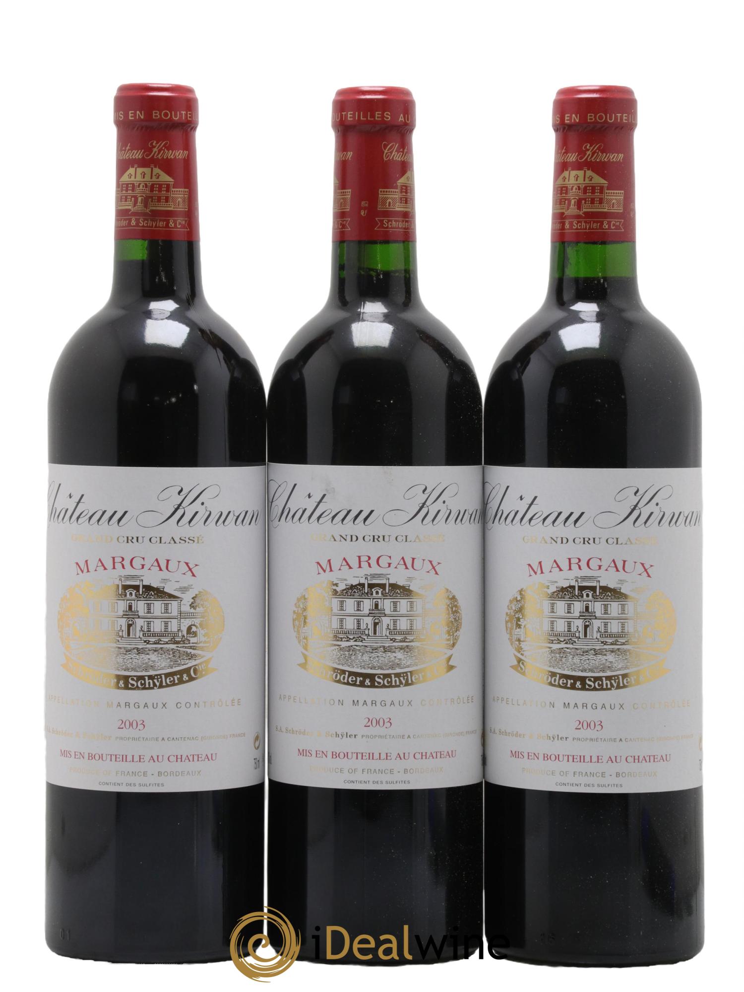 Château Kirwan 3ème Grand Cru Classé 2003 - Lot de 6 bouteilles - 1