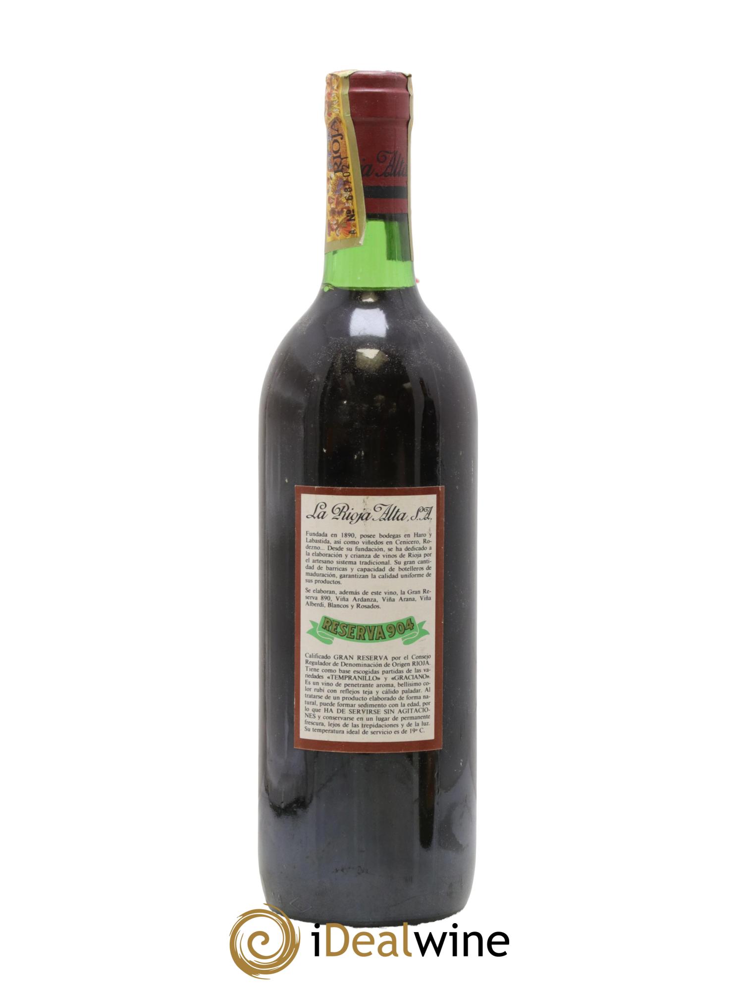 Rioja DOCa Gran Reserva 904 La Rioja Alta 1975 - Lotto di 1 bottiglia - 1