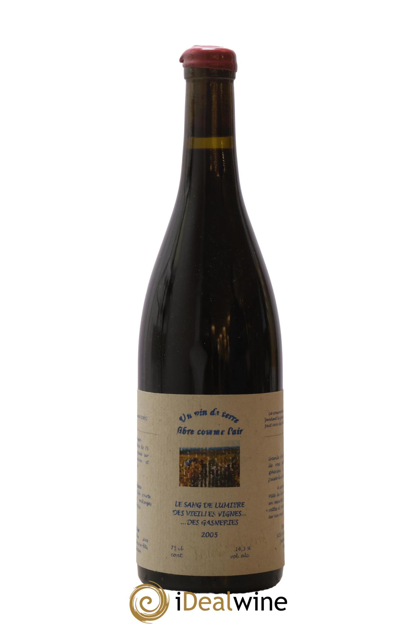 Vin de France Un vin de Terre Libre comme l'Air Le Sang de Lumière des Vieilles Vignes ... des Gasneries Josette Medau & Pierre Weyand 2005 - Lot de 1 bouteille - 0