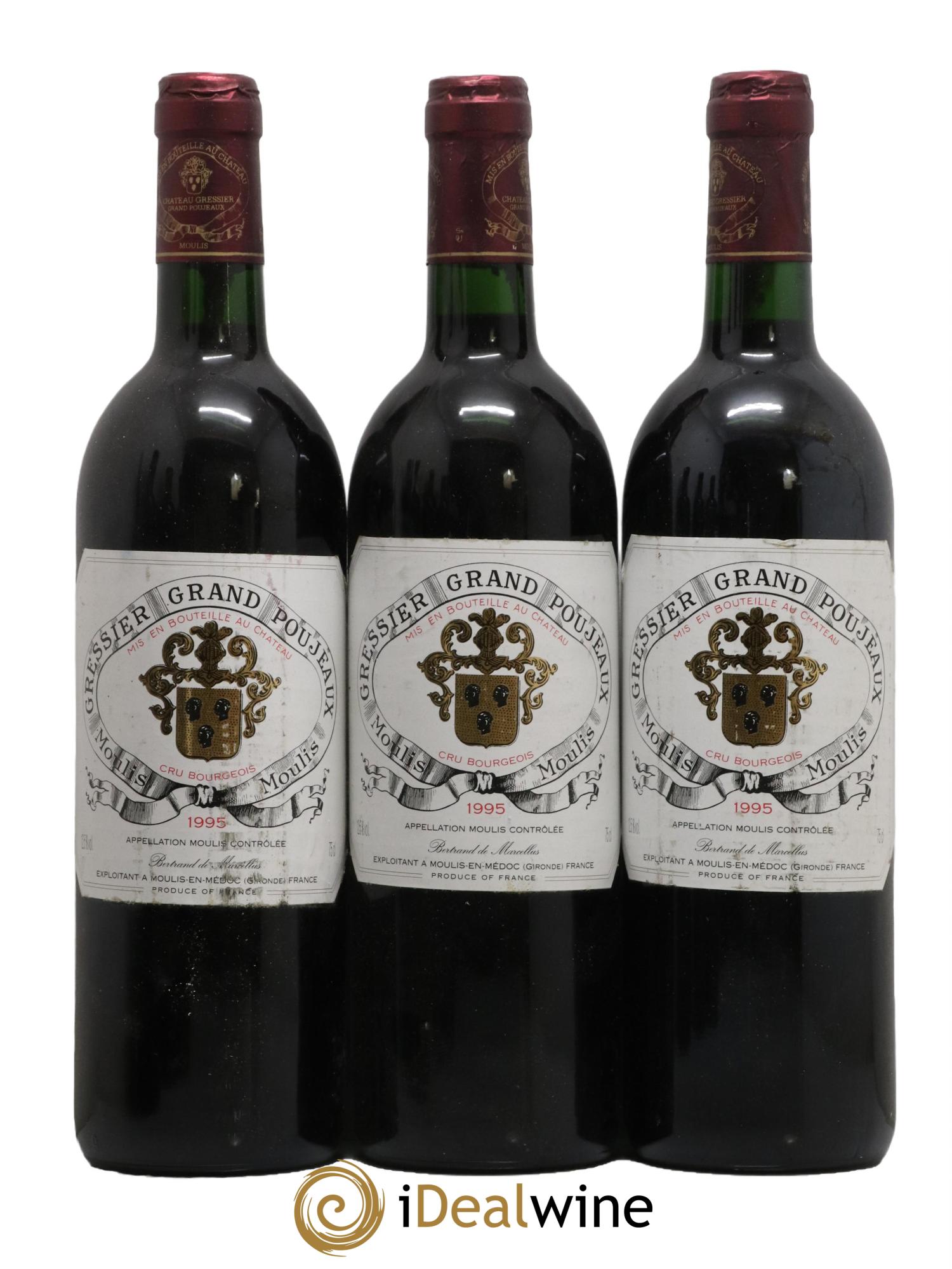 Château Gressier Grand Poujeaux Cru Bourgeois 1995 - Lot de 6 bouteilles - 1