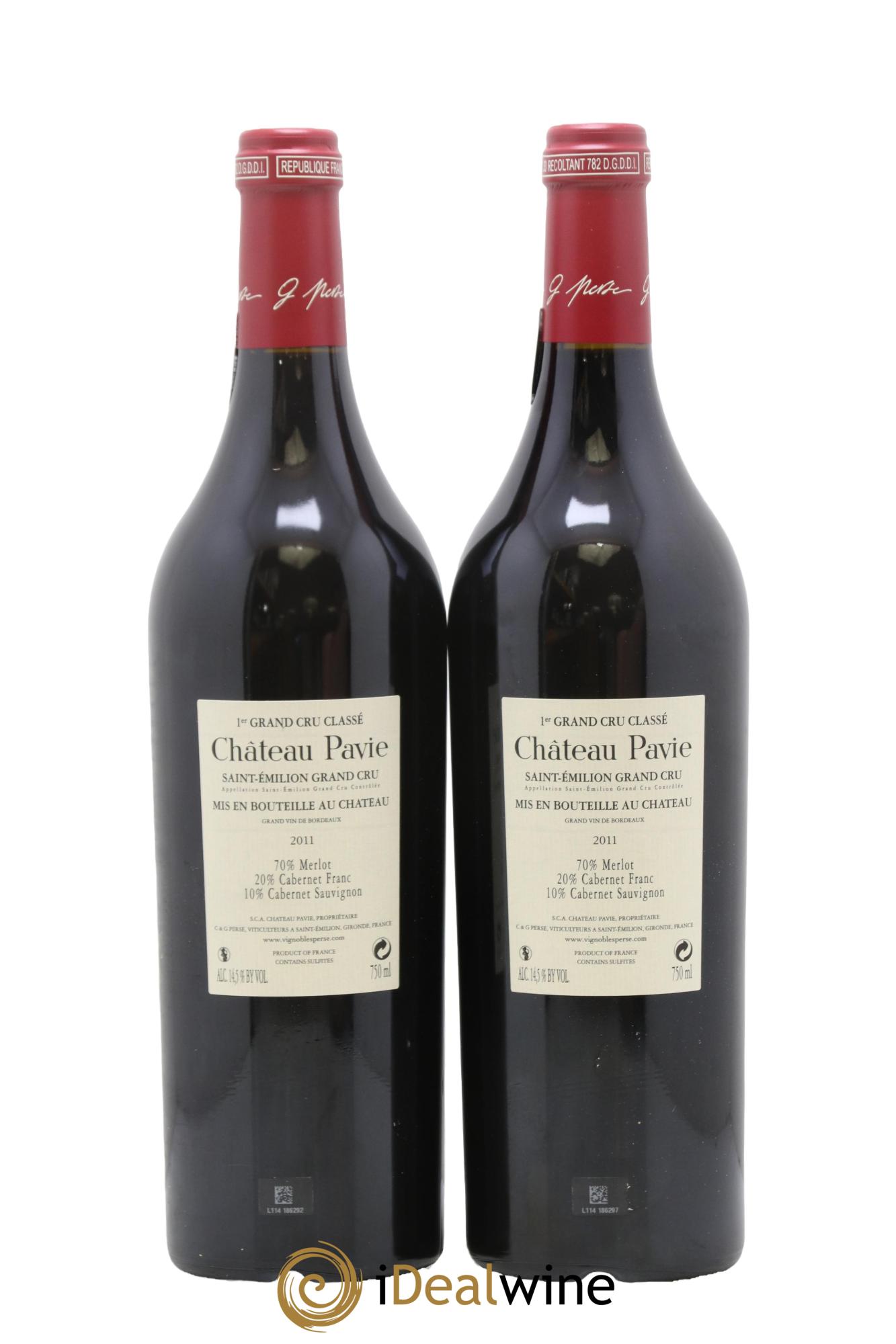 Château Pavie 1er Grand Cru Classé A 2011 - Lotto di 2 bottiglie - 1