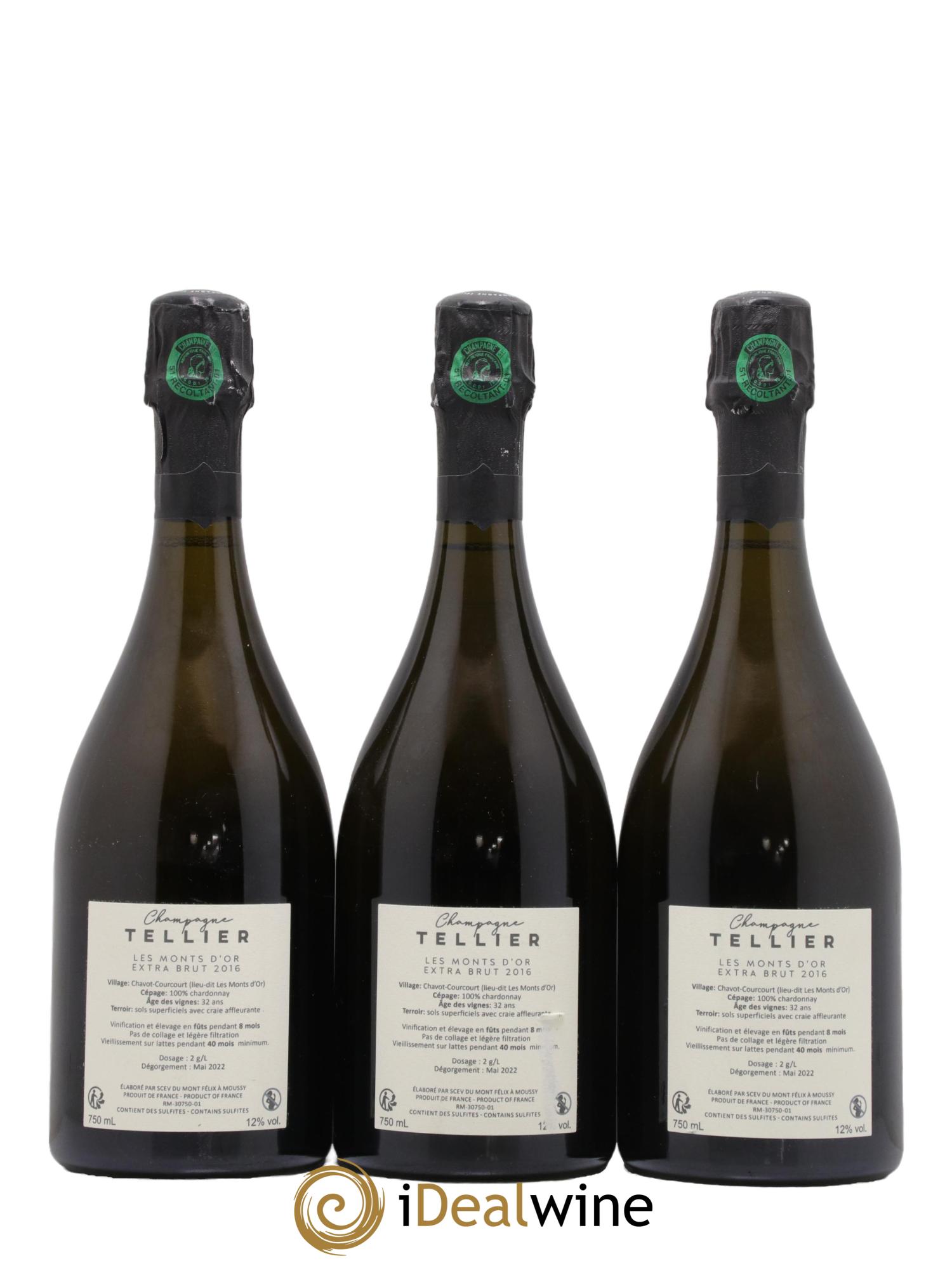 Les Monts d'Or Blanc de Blancs Extra-Brut Tellier 2016 - Lot de 3 bouteilles - 1