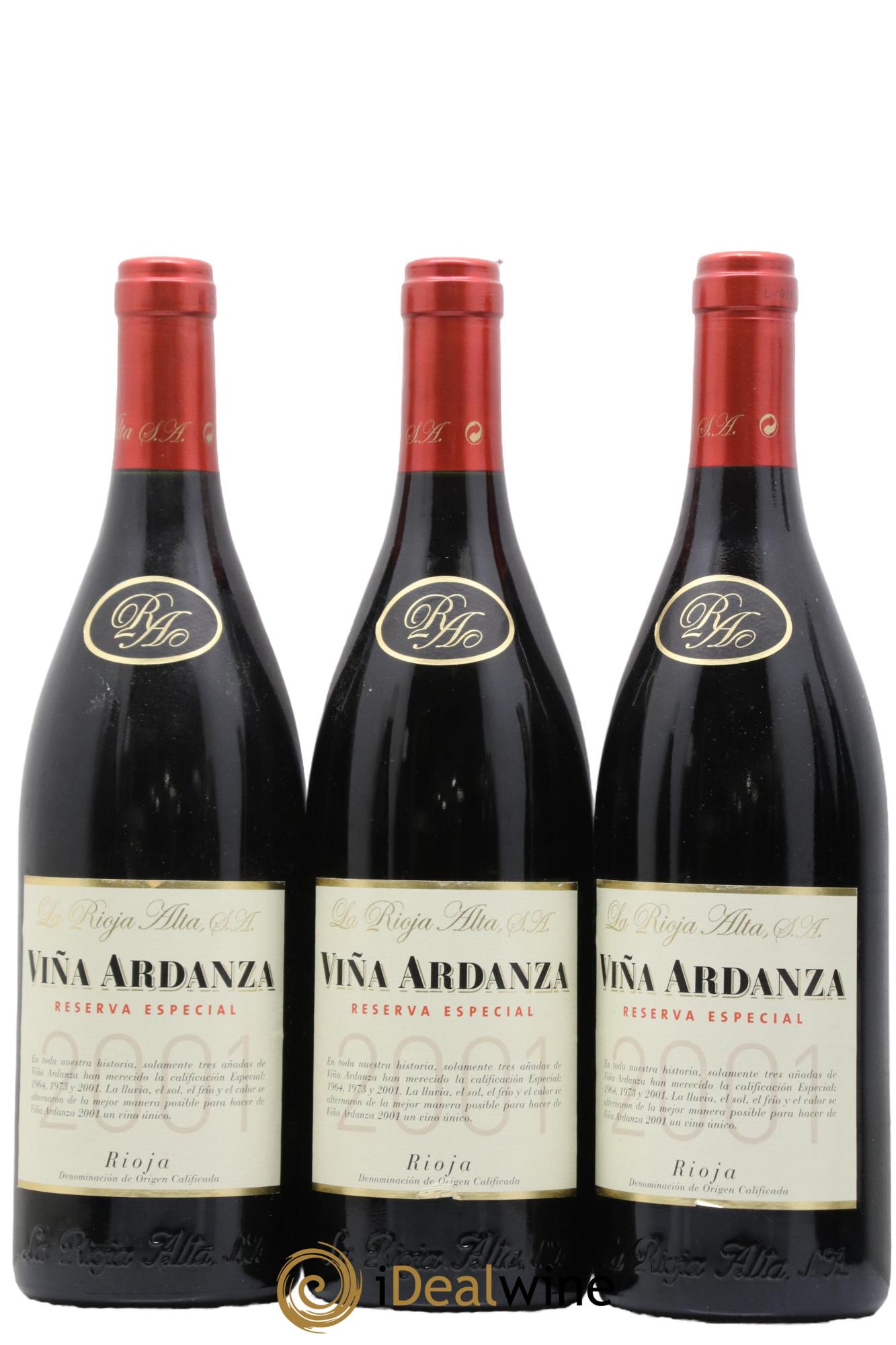 Rioja DOCa Vina Ardanza Reserva La Rioja Alta 2001 - Posten von 3 Flaschen - 0
