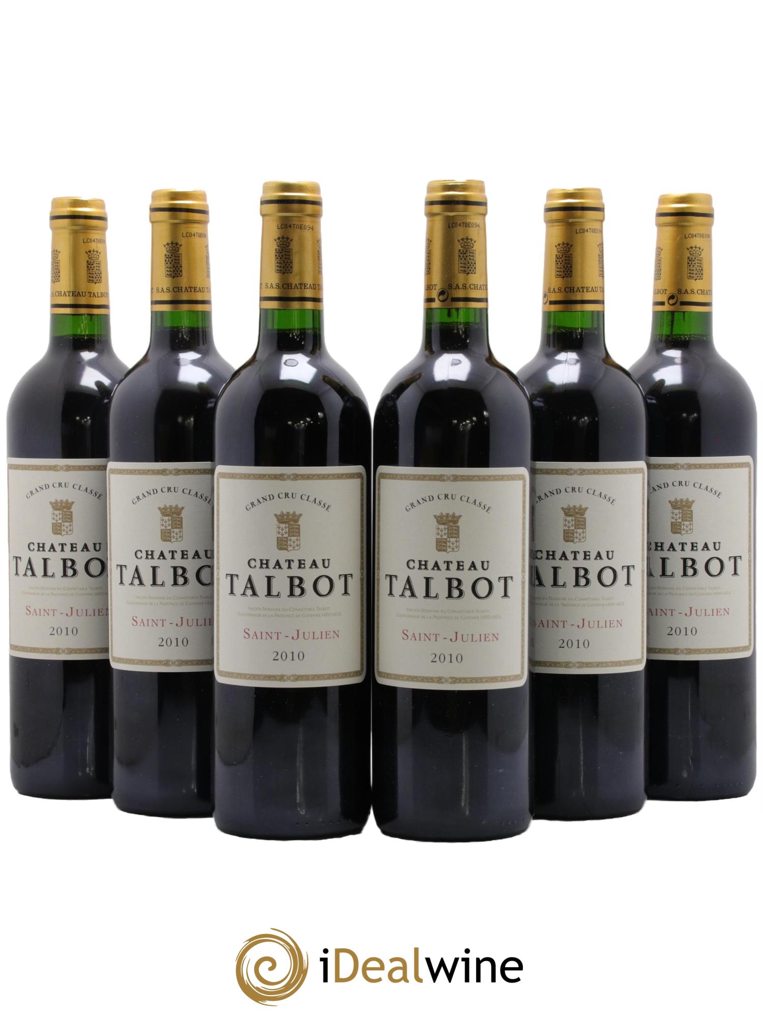 Château Talbot 4ème Grand Cru Classé 2010 - Lotto di 6 bottiglie - 0