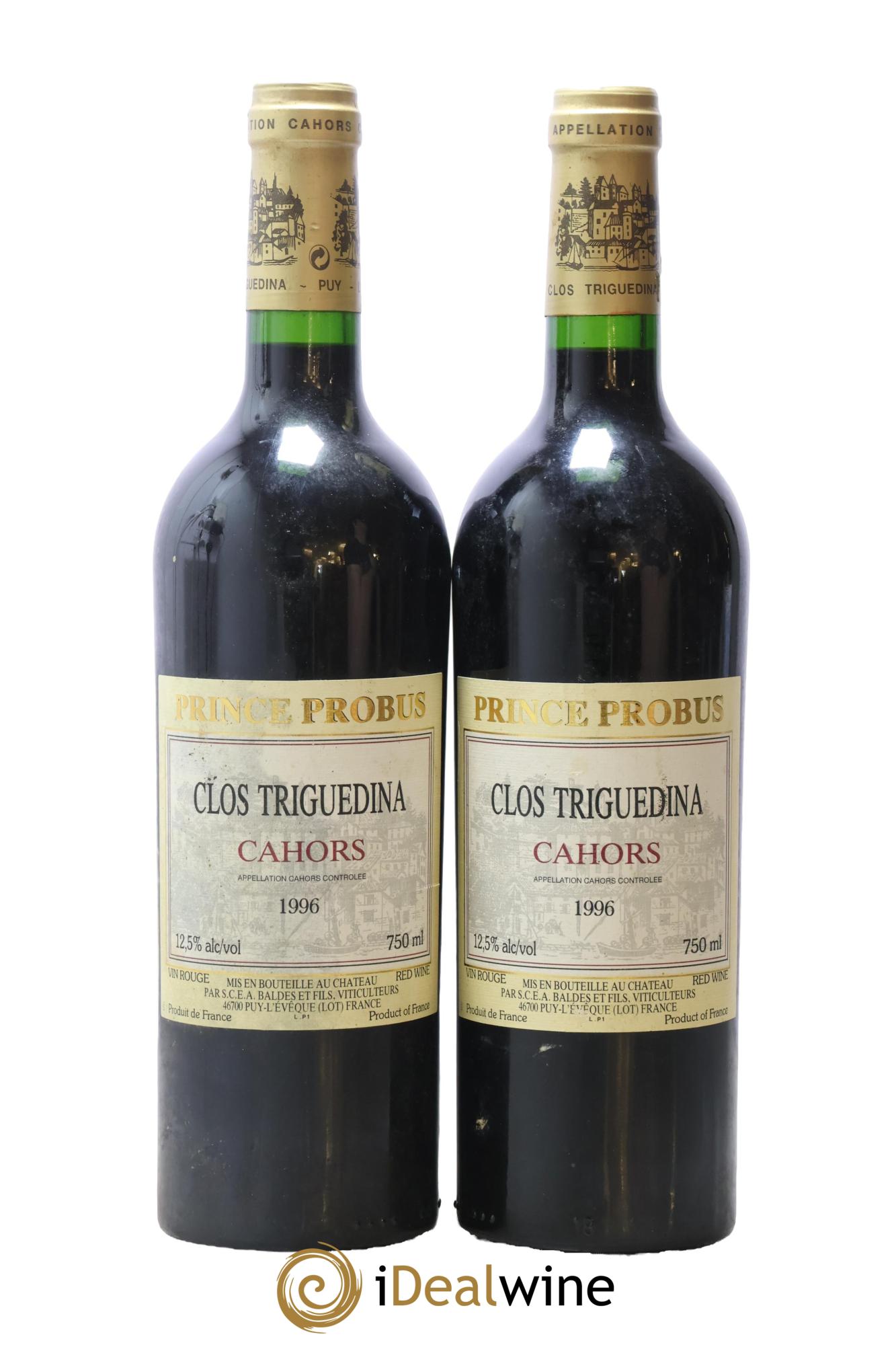 Cahors Clos Triguedina Probus Jean-Luc Baldès 1996 - Lot de 2 bouteilles - 0